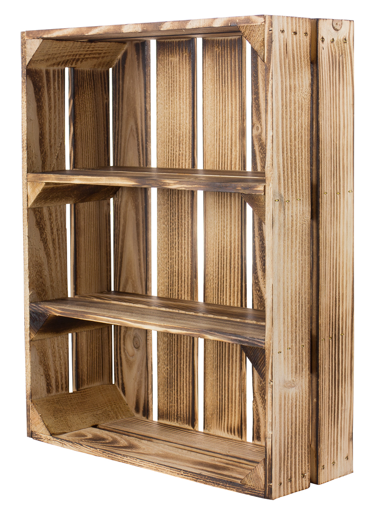 Regalkiste flach mit 3 Fächern *geflammt* 50x40,5x16cm Regalkiste flach mit 3 Fächern *geflammt* 50x40,5x16cm