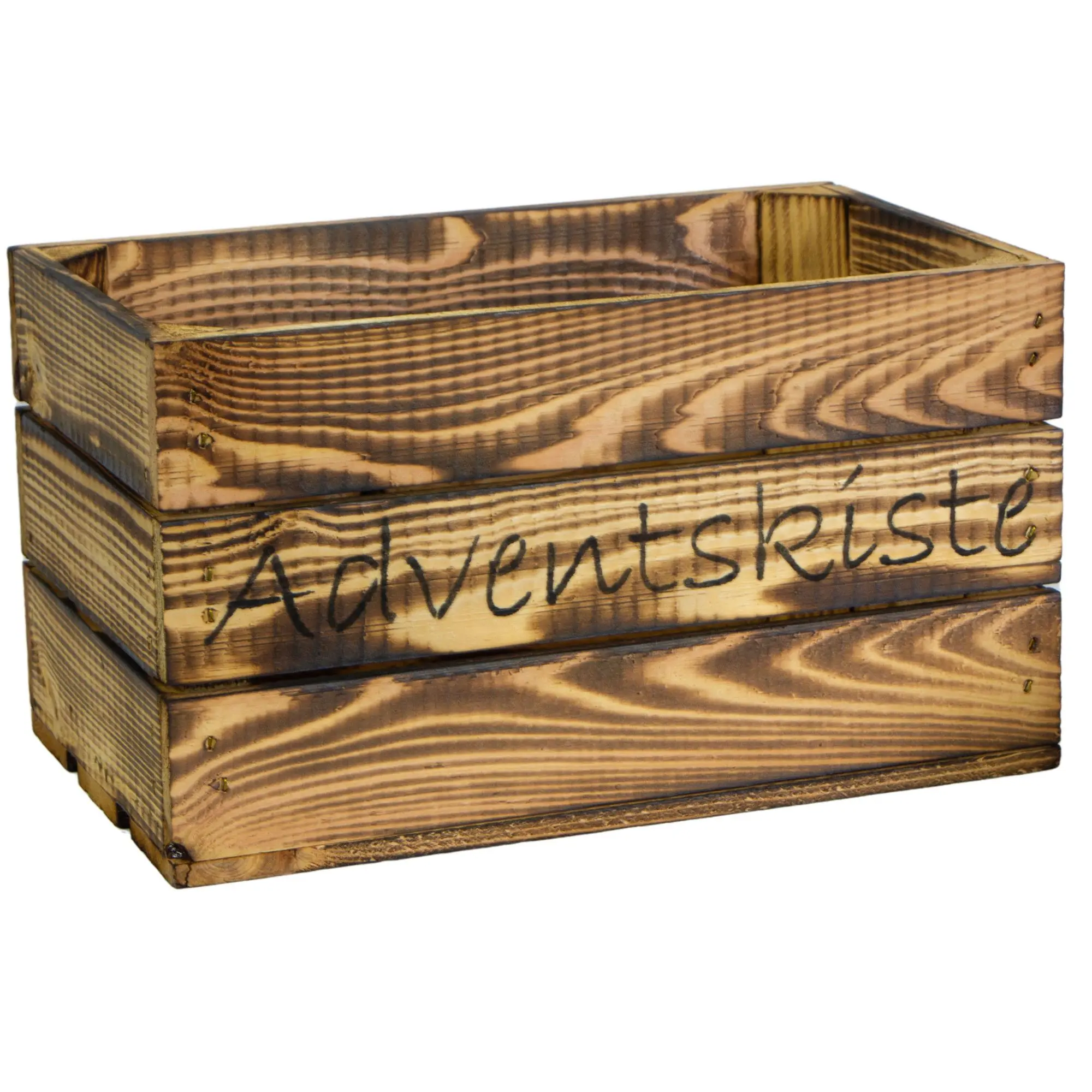Adventskiste "Hilde" geflammt ohne mit schwarzer Schrift Adventskiste "Hilde" geflammt ohne mit schwarzer Schrift