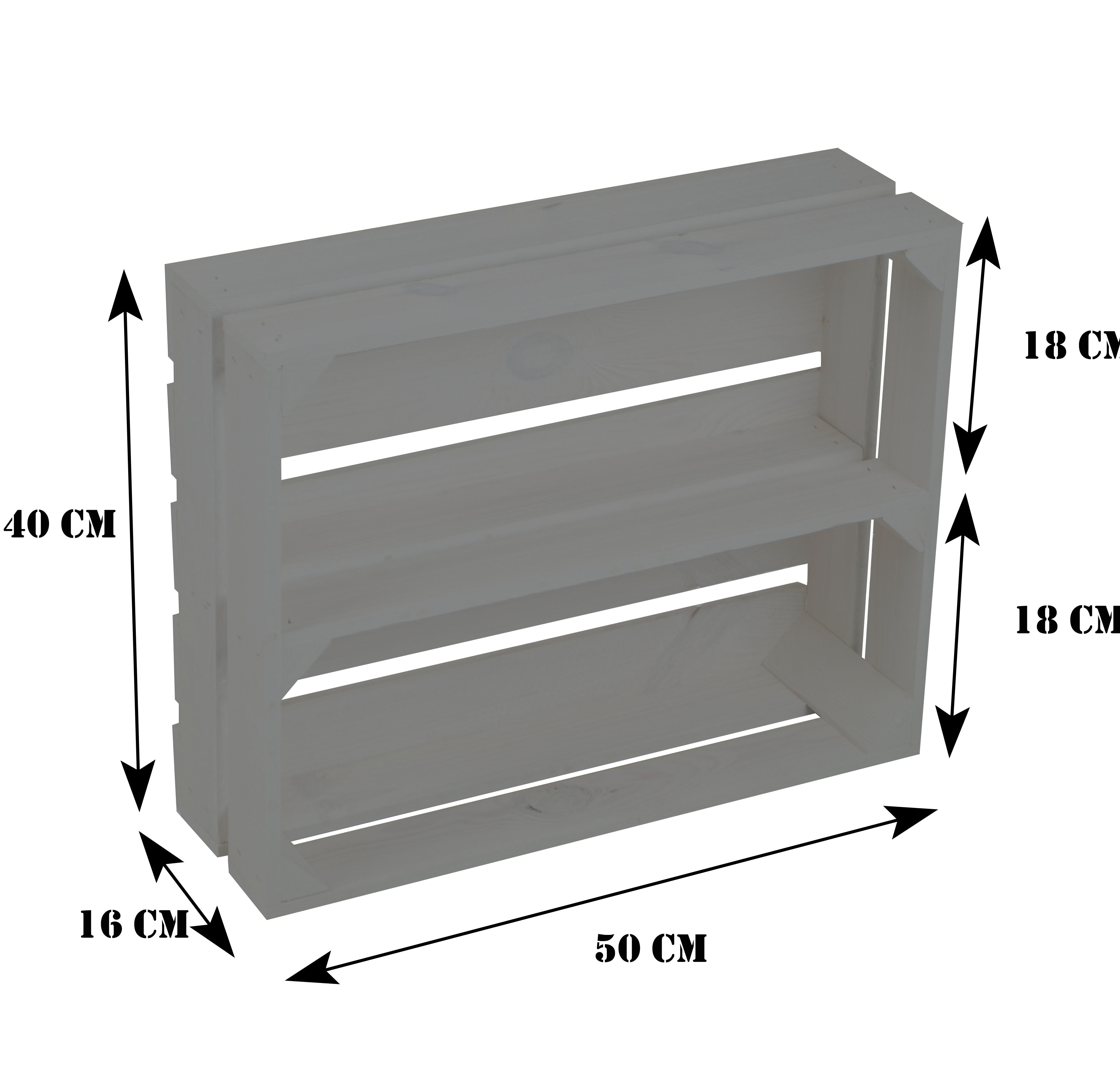 Flaches Obstkistenregal "Wilma Längs" geflammt Flaches Obstkistenregal "Traute" Natur