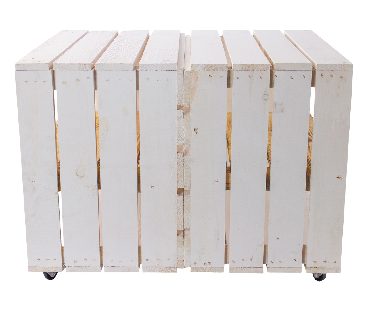 Beistelltisch aus weiß geflammten Kisten mit Regalbrett 50x40x60cm