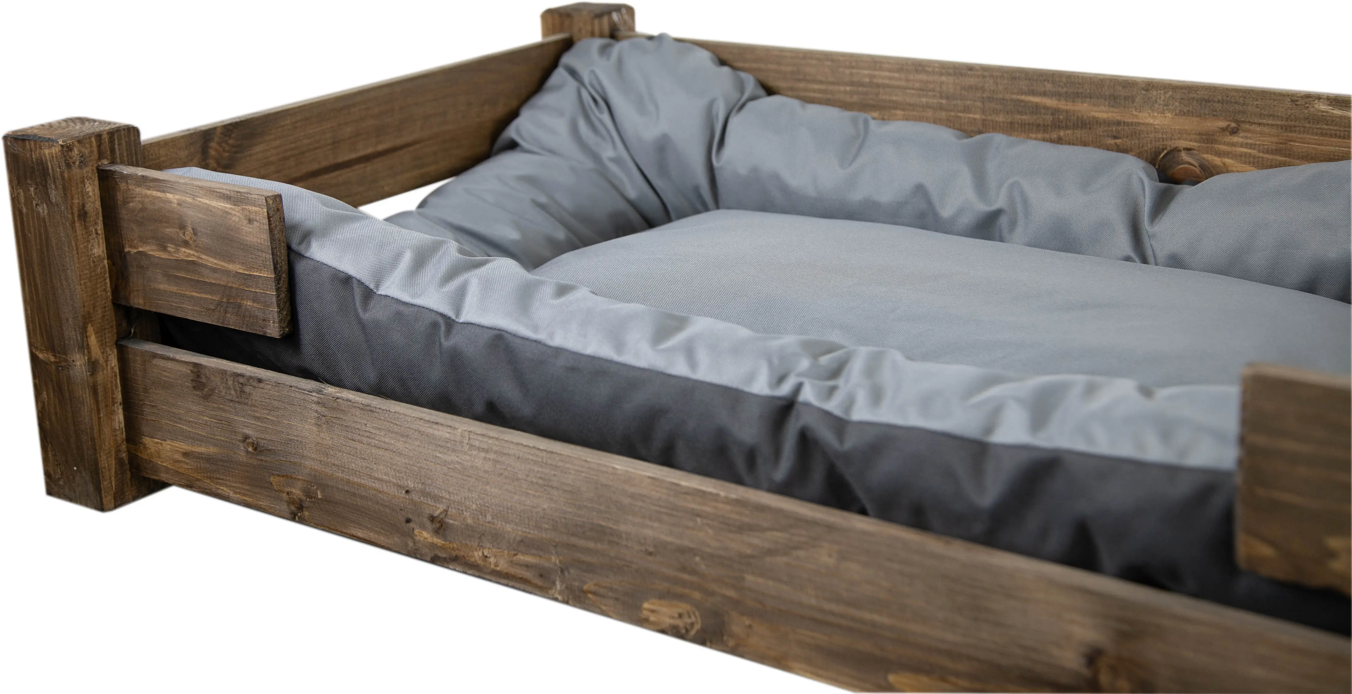 Hundebett Winston XXL Palisander mit Füßen mit Kissen grau 100x60x25cm