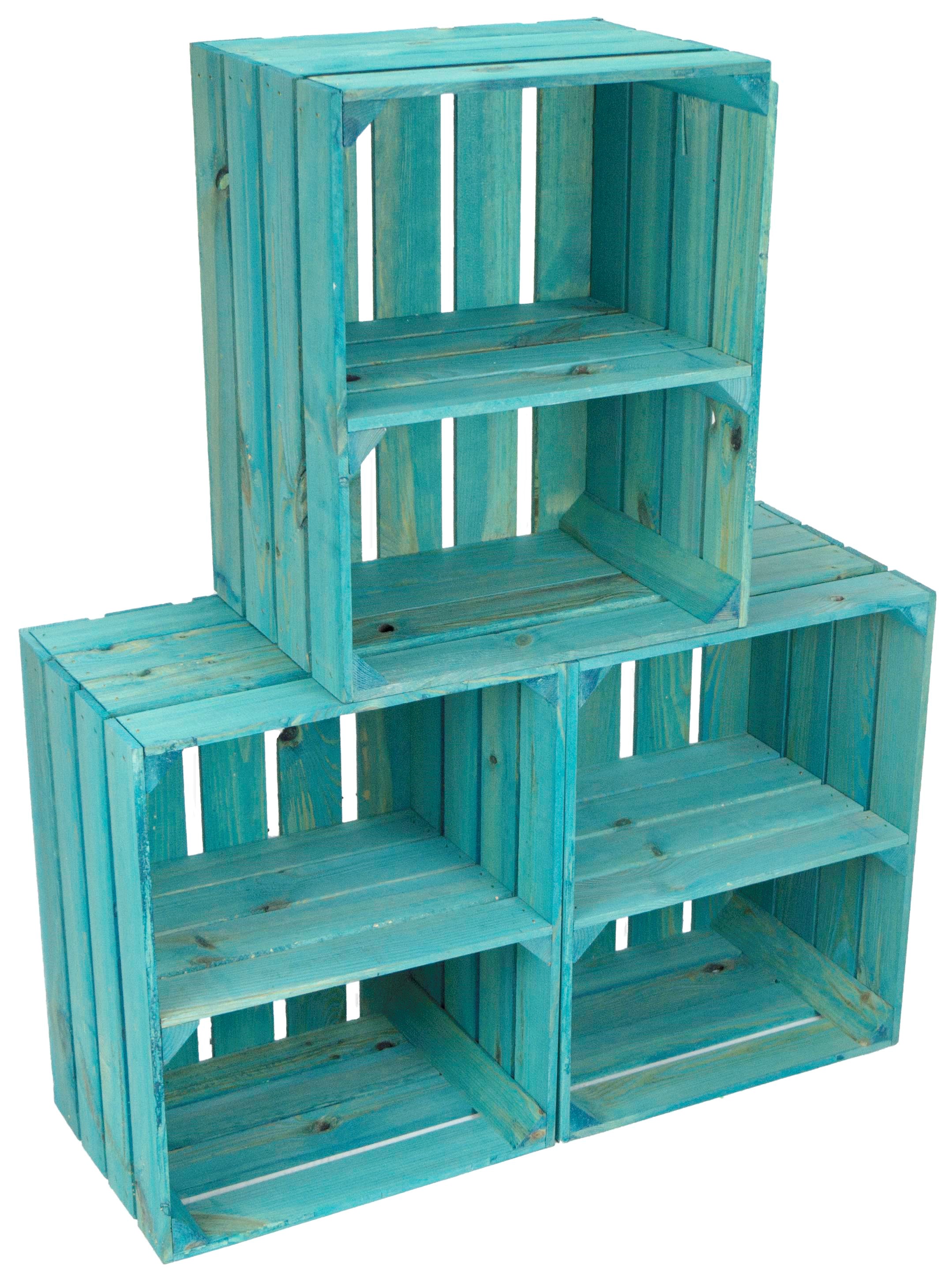 Türkise Obstkiste mit Mittelbrett quer 50 x 40 x 30cm Türkise Obstkiste mit Mittelbrett quer 50 x 40 x 30cm