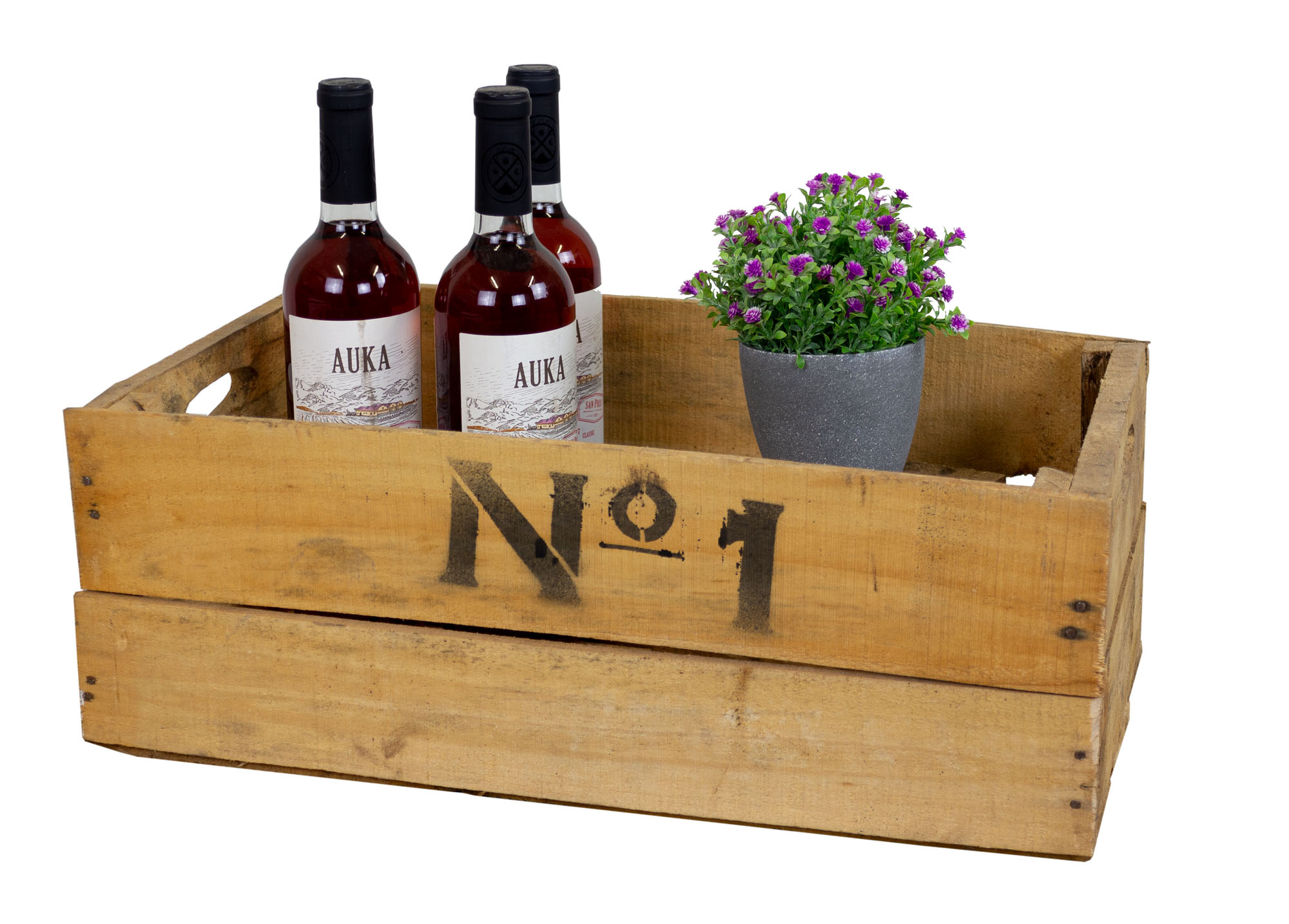 Alte Holzkiste mit Aufdruck No1 48,5x30x18,5cm (XXL)