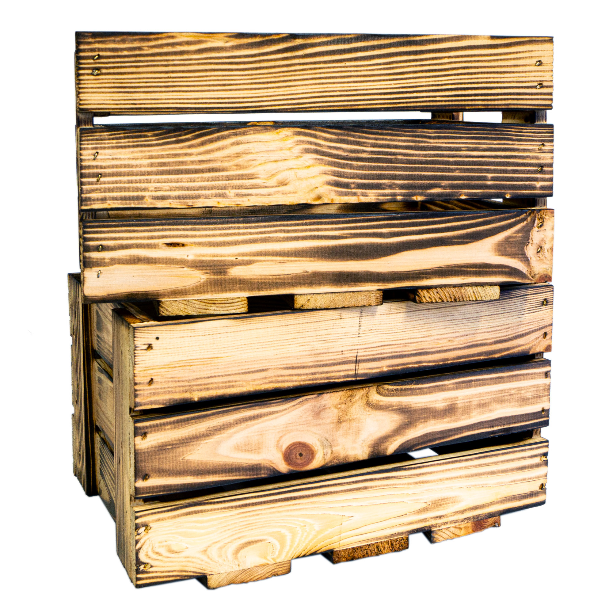 Mini-Weinkiste in geflammt 34x23x19cm