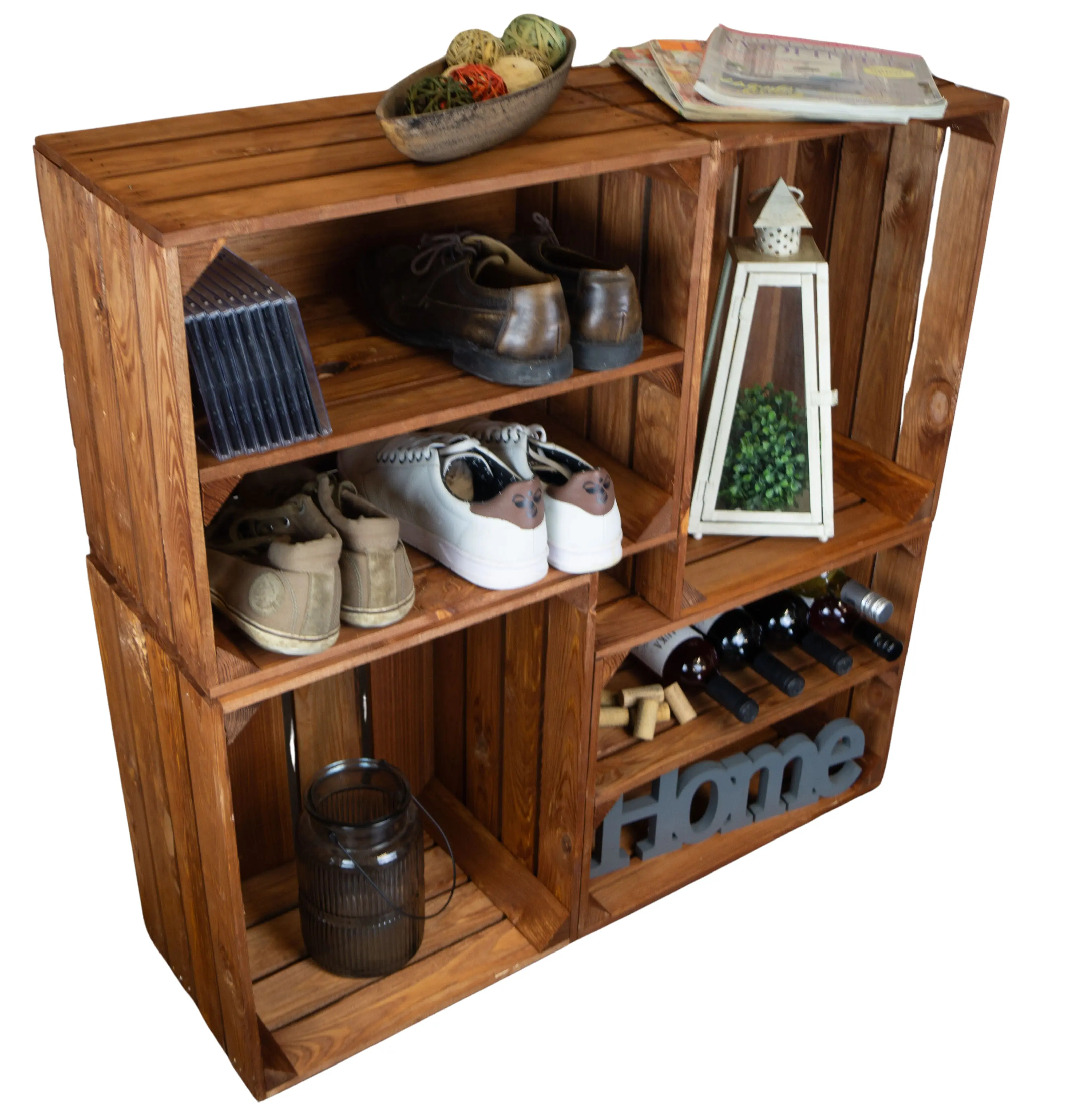 Obstkiste Ocker als Schuh- und Bücherregal 50x40x30cm