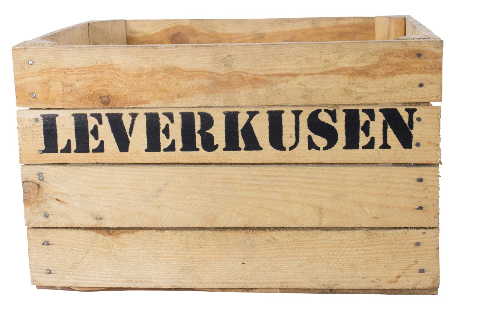 Apfelkiste mit Aufdruck "Leverkusen" 50x40x30cm
