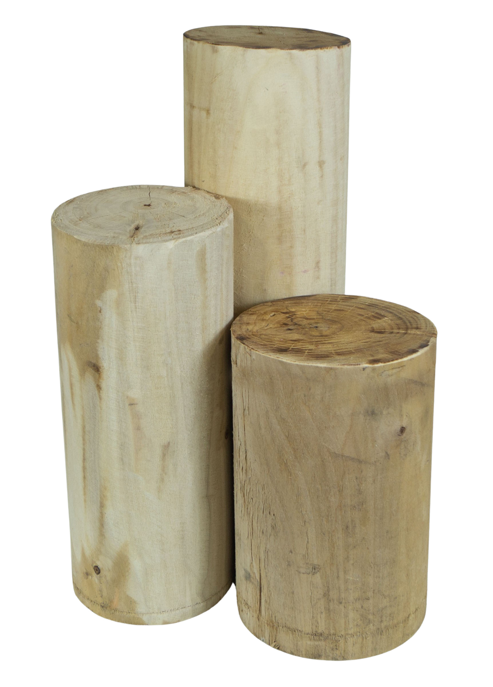 Rustikaler Holzstamm glatt ohne Rinde im 3er Set 30-50cm 16-20cm Durchmesser Rustikaler Holzstamm glatt ohne Rinde im 3er Set 30-50cm 16-20cm Durchmesser