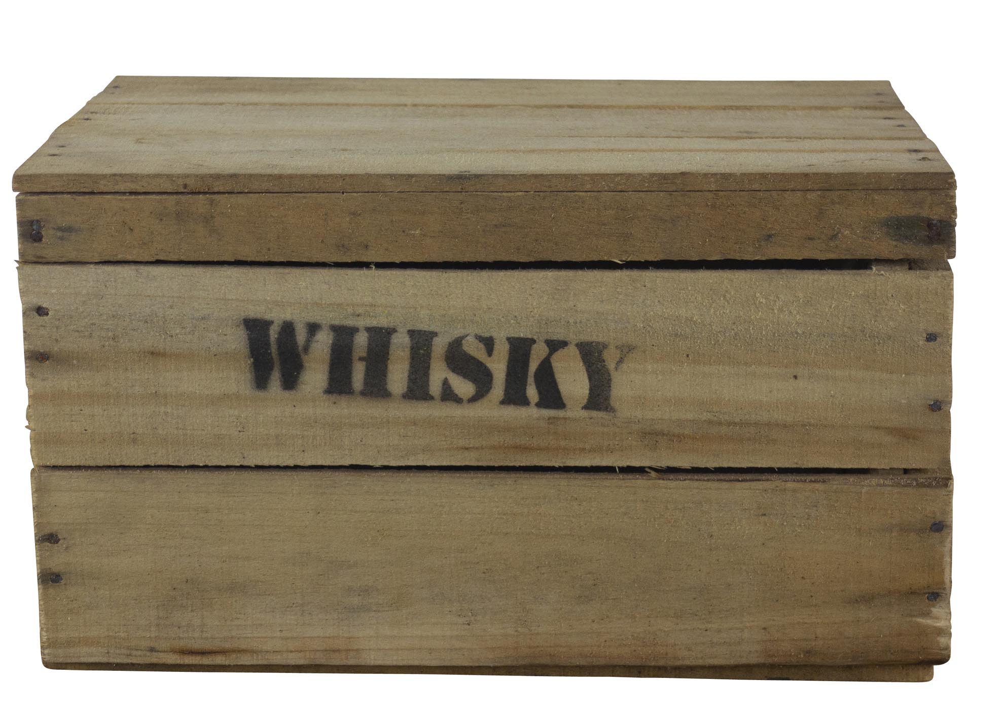 Rustikale Obstkiste mit Deckel und Aufdruck Whisky 34x24x20cm Rustikale Obstkiste mit Deckel und Aufdruck Whisky 34x24x20cm