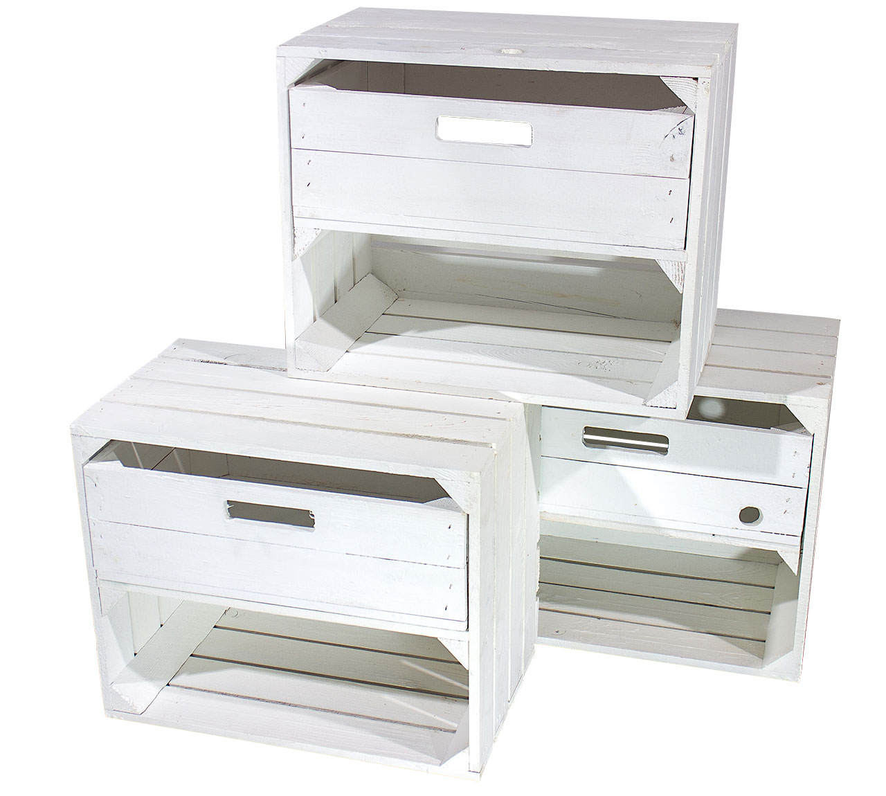 Weiße Kiste mit Schublade 50x40x30cm