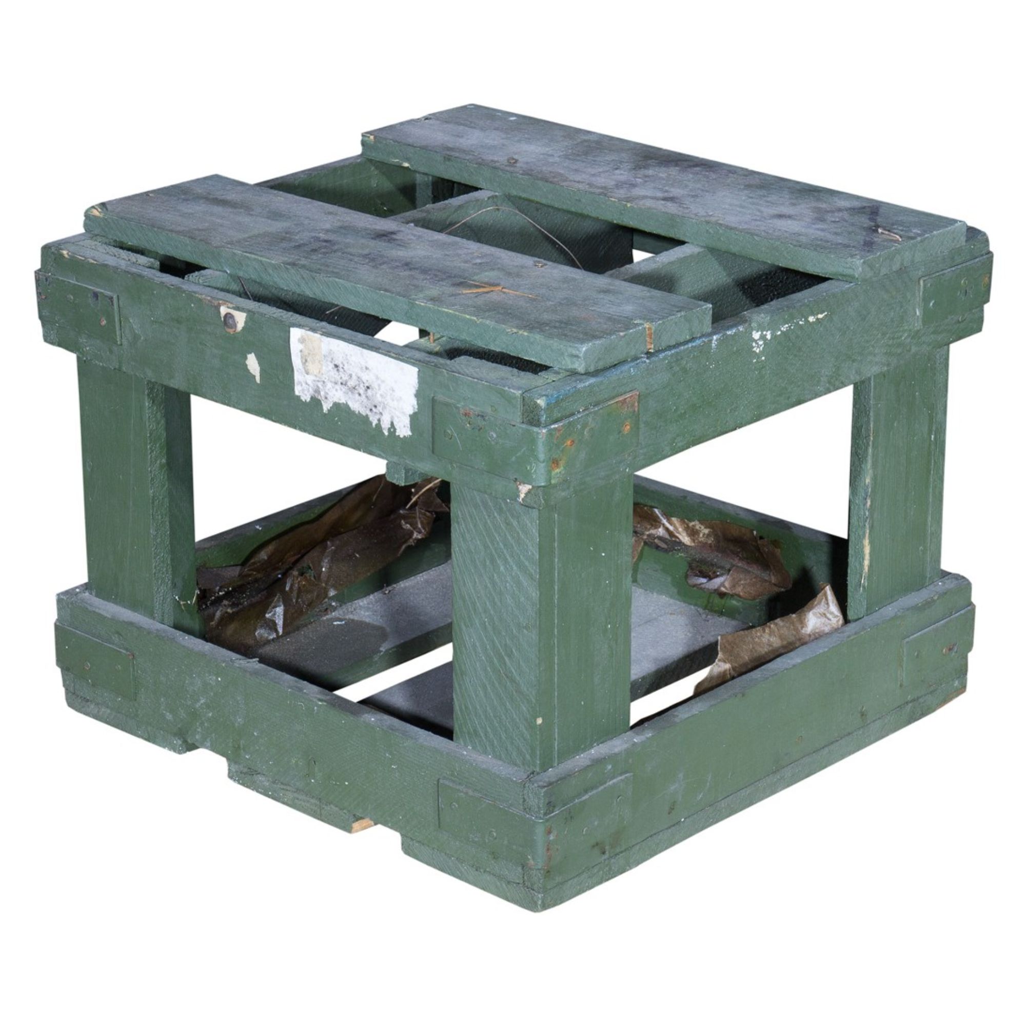 Historische kleine Munitionskiste in grüner optik 40x40cm