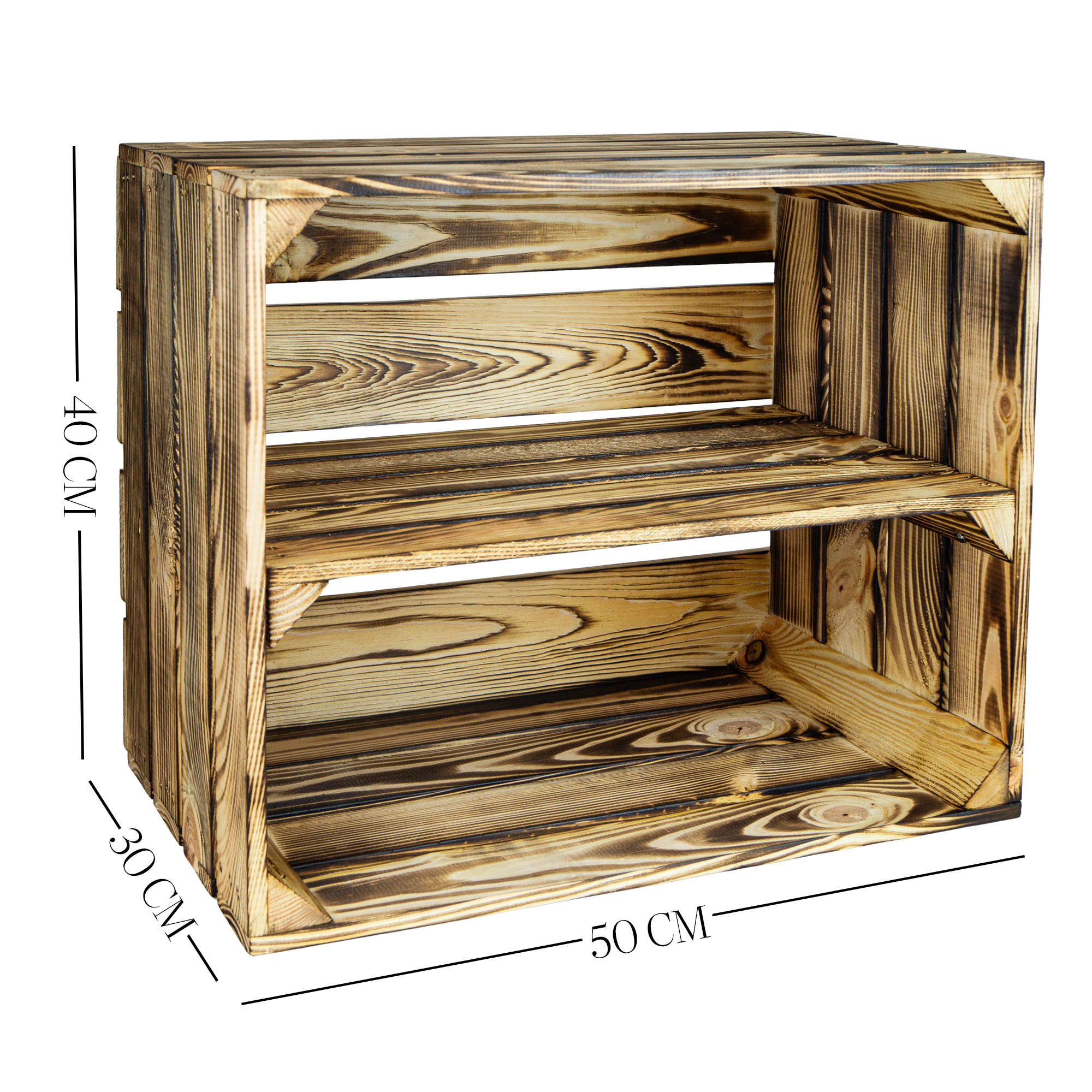Geflammte Kiste für Schuh-und Bücherregal 50x40x30cm