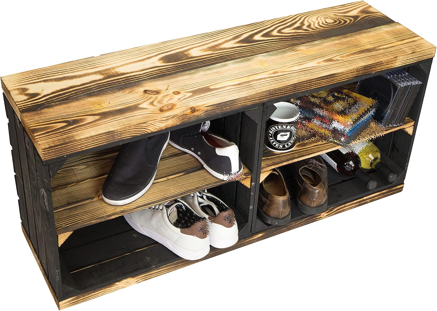 geflammte Holzplanke 100 x 14,5 x 2cm, geflammt Bohlenbrett geflammte Holzplanke 100 x 14,5 x 2cm, geflammt Bohlenbrett