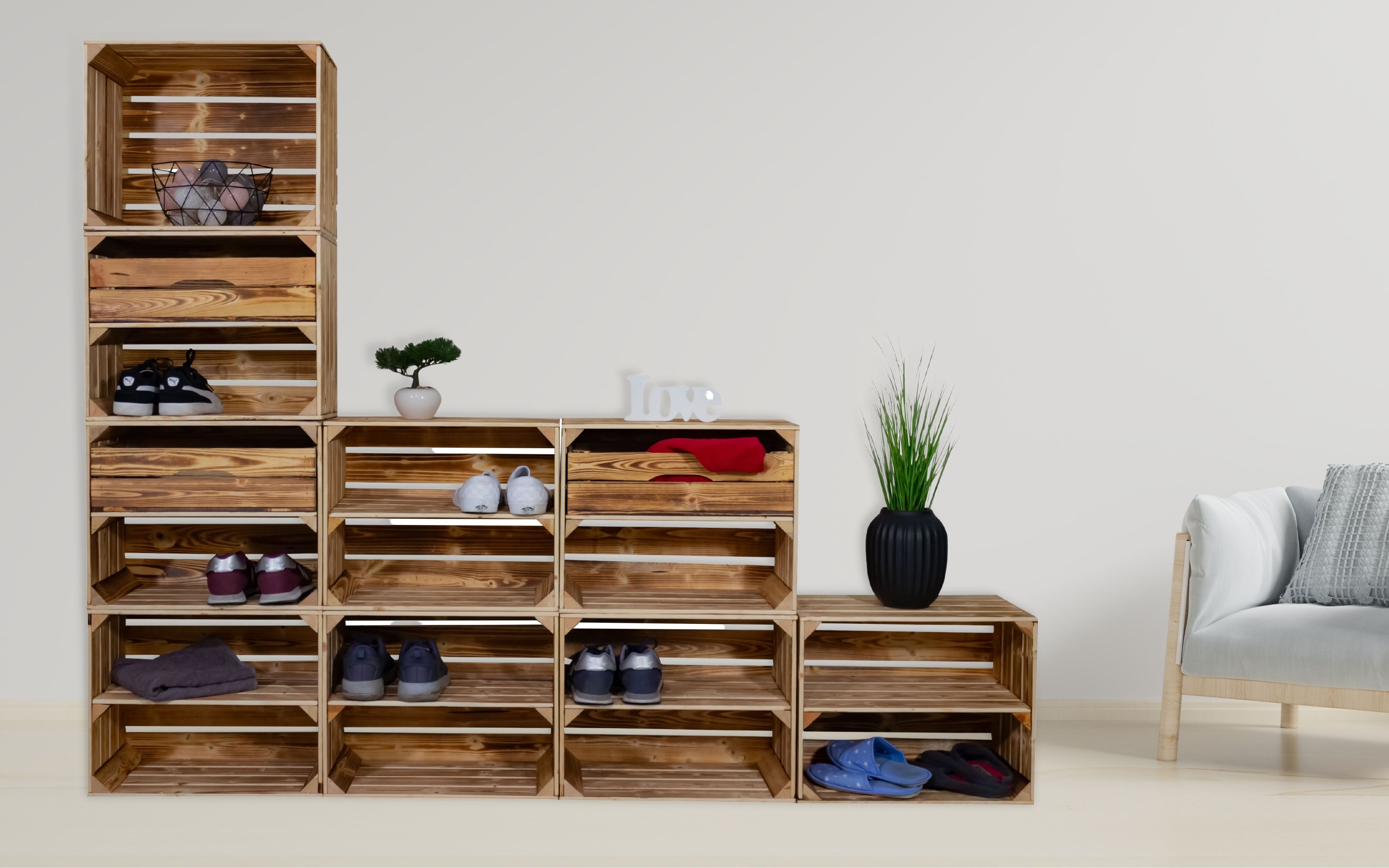 Flurregal "Larissa" mit Schuhregal und Schubladen Flurregal "Larissa" mit Schuhregal und Schubladen