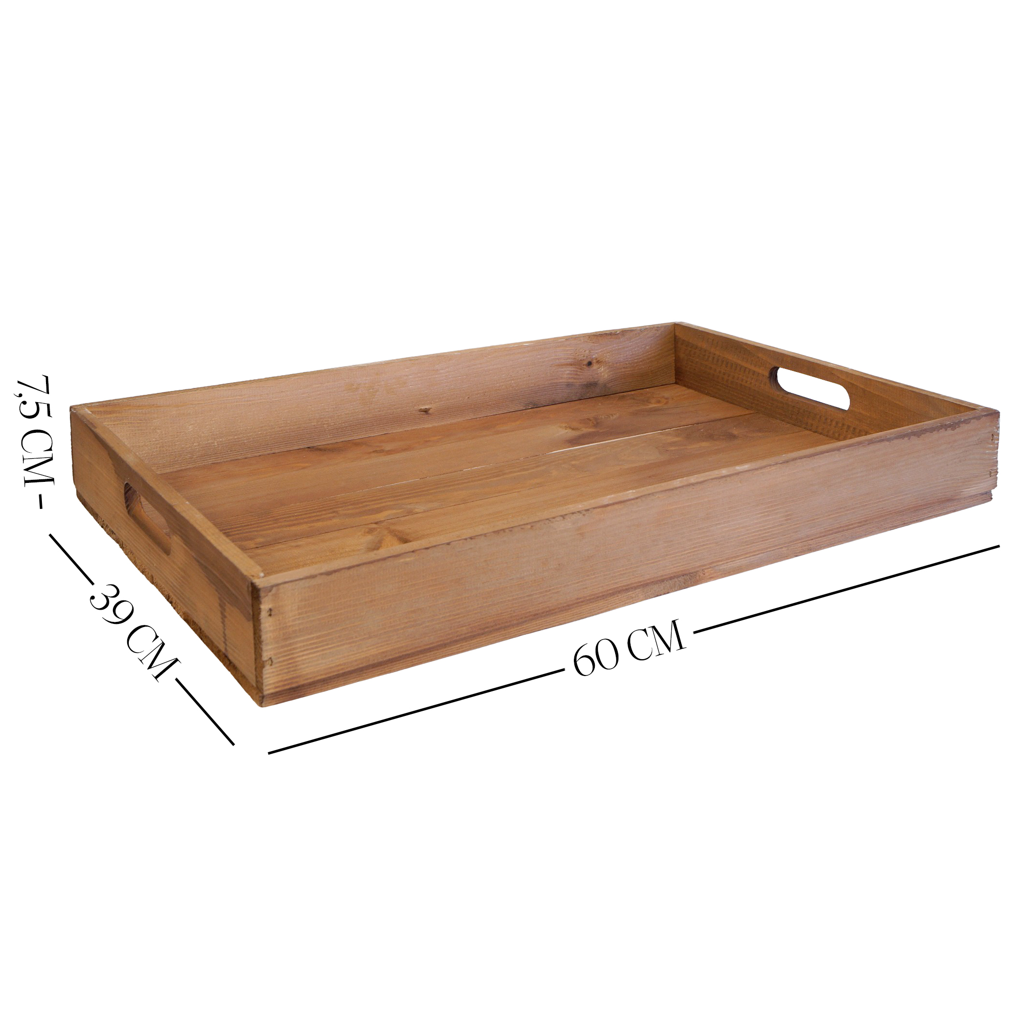 Serviertablett in braun 60x40x8cm Holztablett Frühstückstablet Bartablett