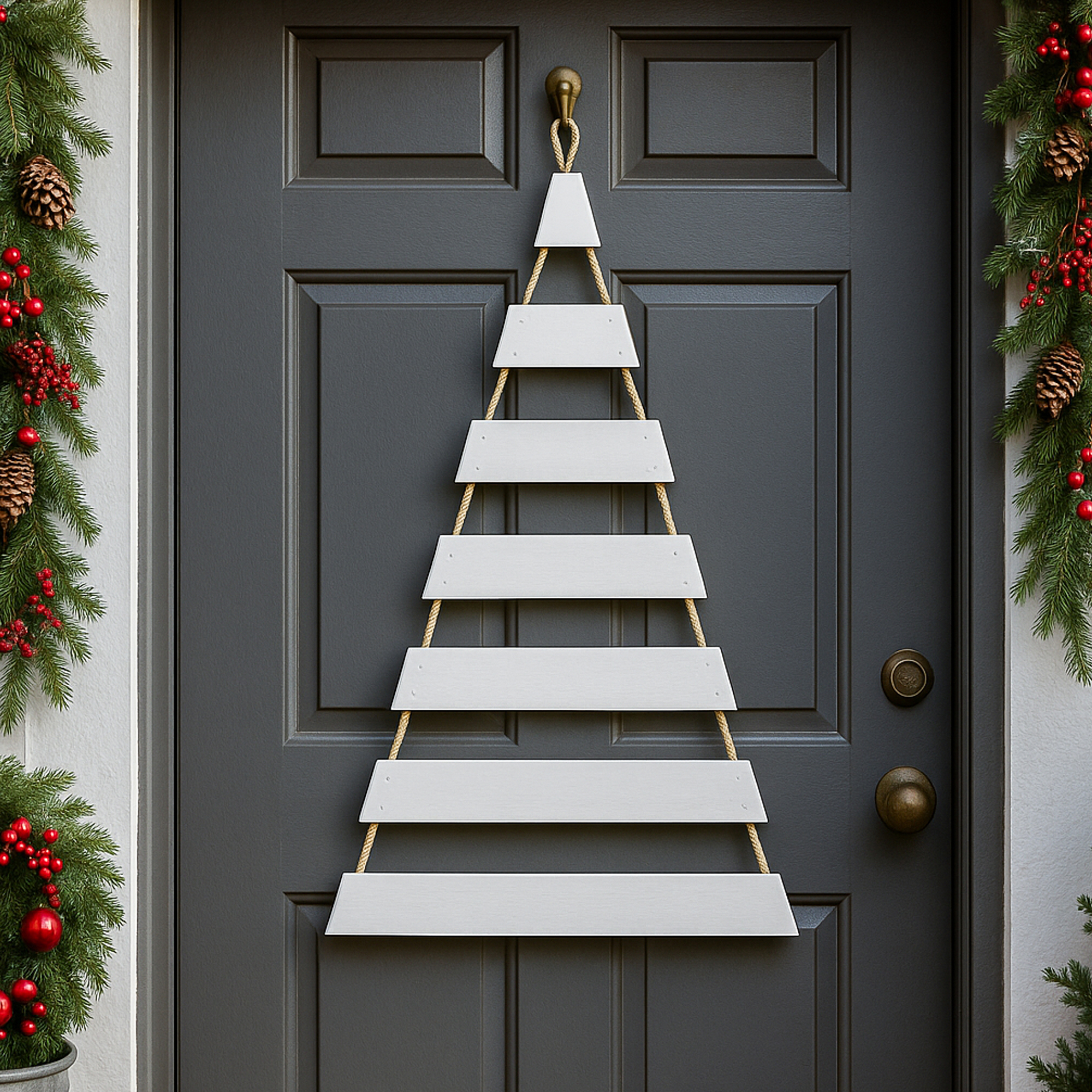 Weihnachtsbaum Adventskalender mit 24 Plätzen in weiß Deko-Holzleiter in Weihnachtsbaum-Form zum Aufhängen Tannenbaum Leiter Weihnachtsbaum Adventskalender mit 24 Plätzen in weiß Deko-Holzleiter in Weihnachtsbaum-Form zum Aufhängen Tannenbaum Leiter