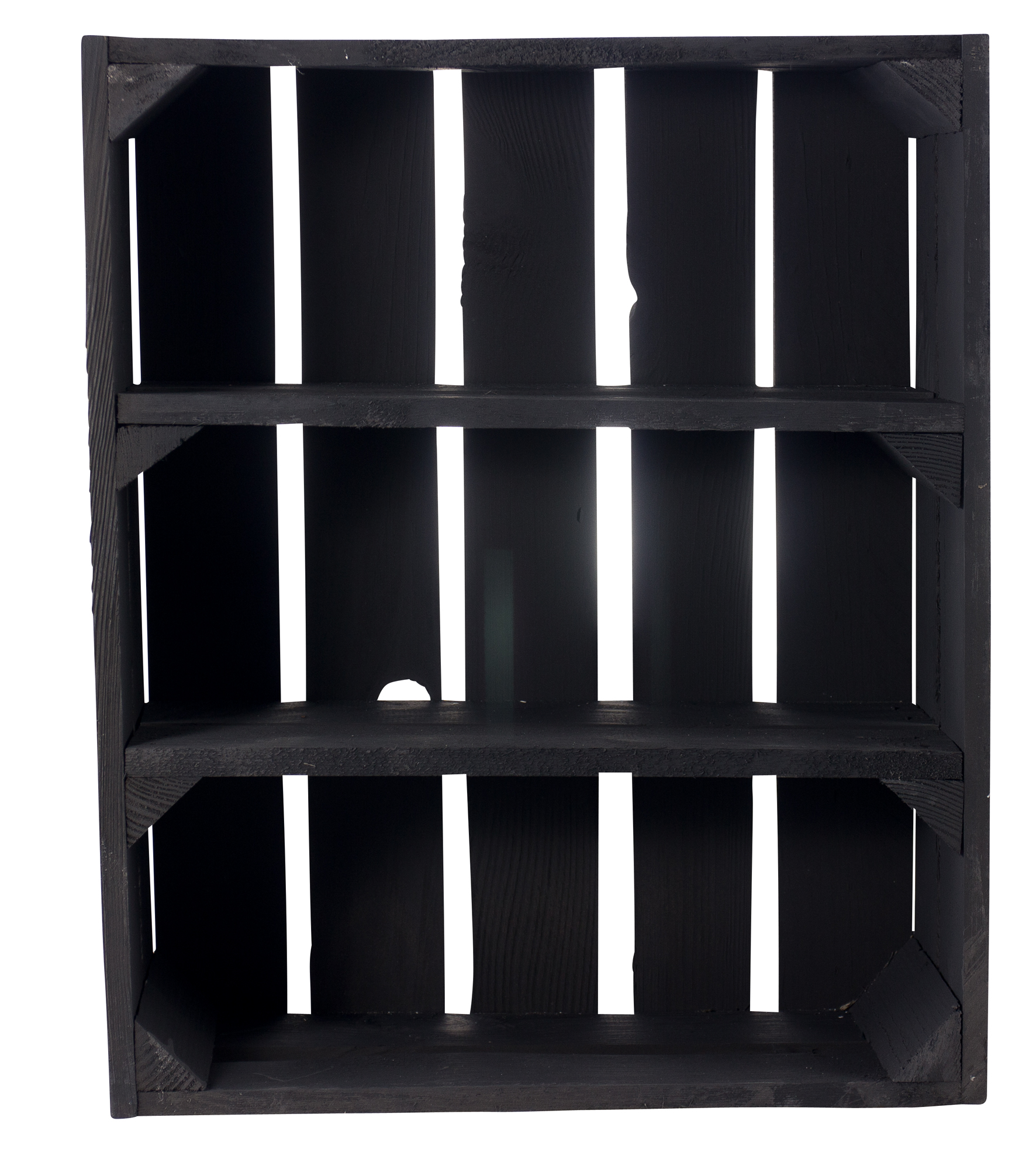 Schwarze flache Regalkiste mit 3 Fächern 50x40,5x16cm Schwarze flache Regalkiste mit 3 Fächern 50x40,5x16cm