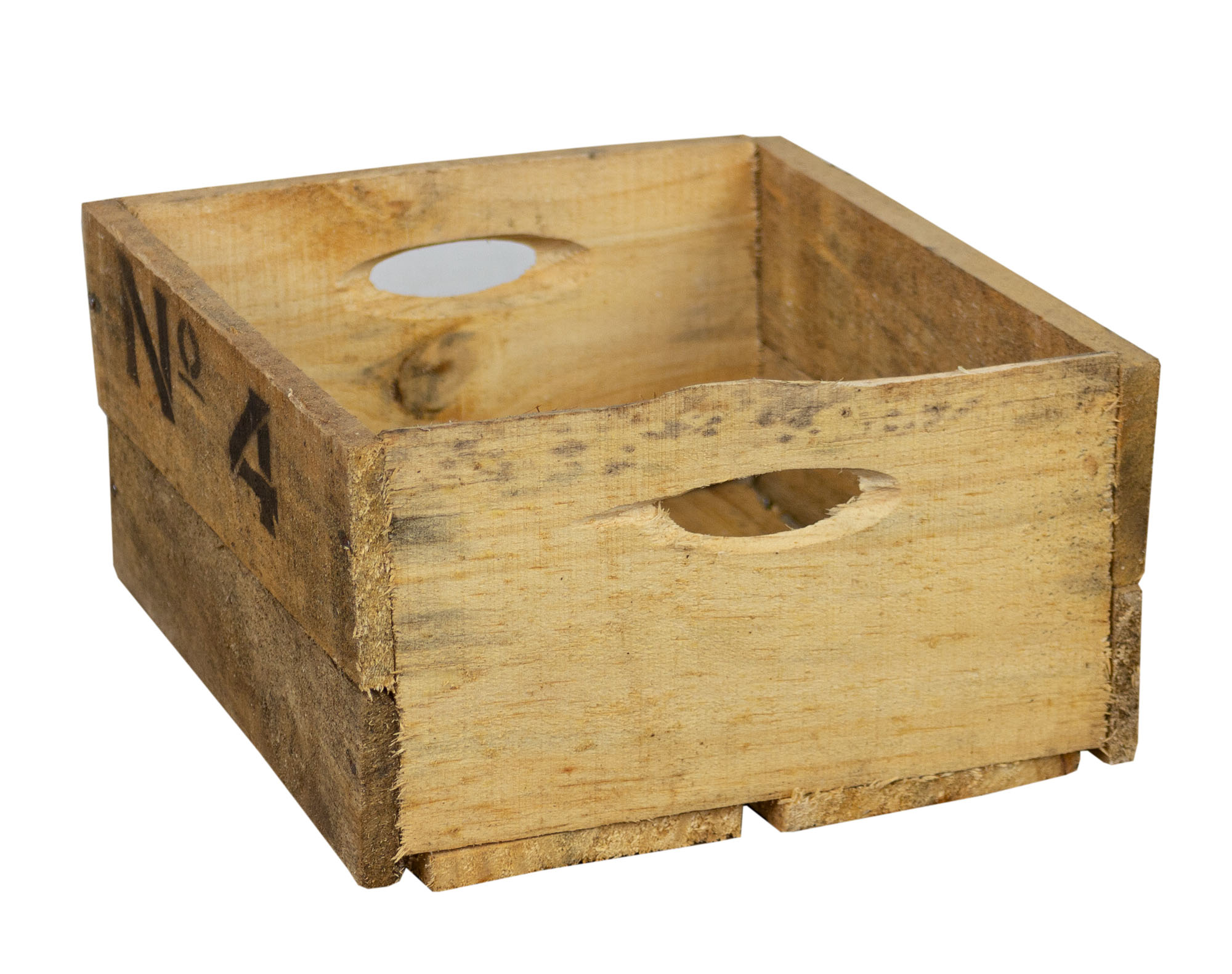 Alte Holzkiste mit Aufdruck No4 23x21x12cm (M)