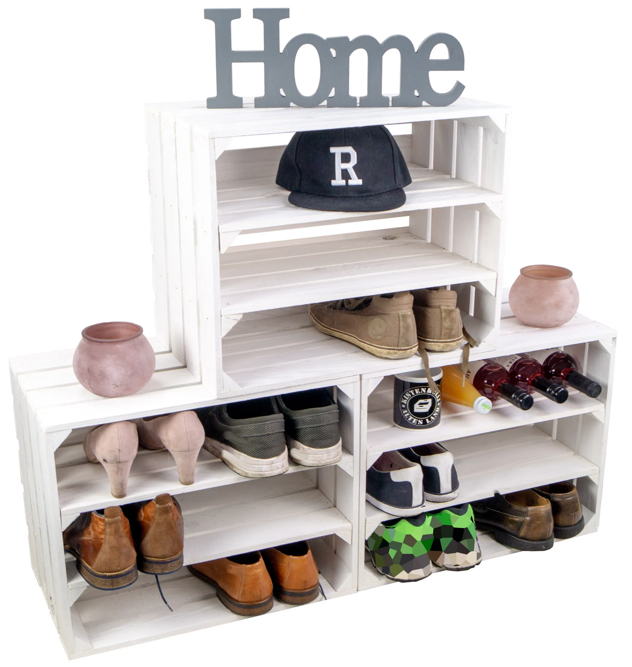 Regalkiste WEIß "Johanna" doppelt LÄNGS