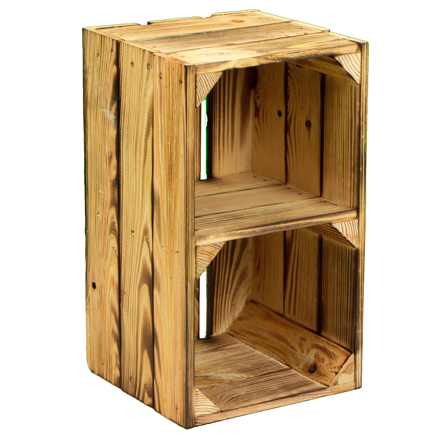 Weinkiste "Hilde" geflammt mit Zwischenbrett 38x22x19cm Weinkiste "Hilde" geflammt mit Zwischenbrett 38x22x19cm