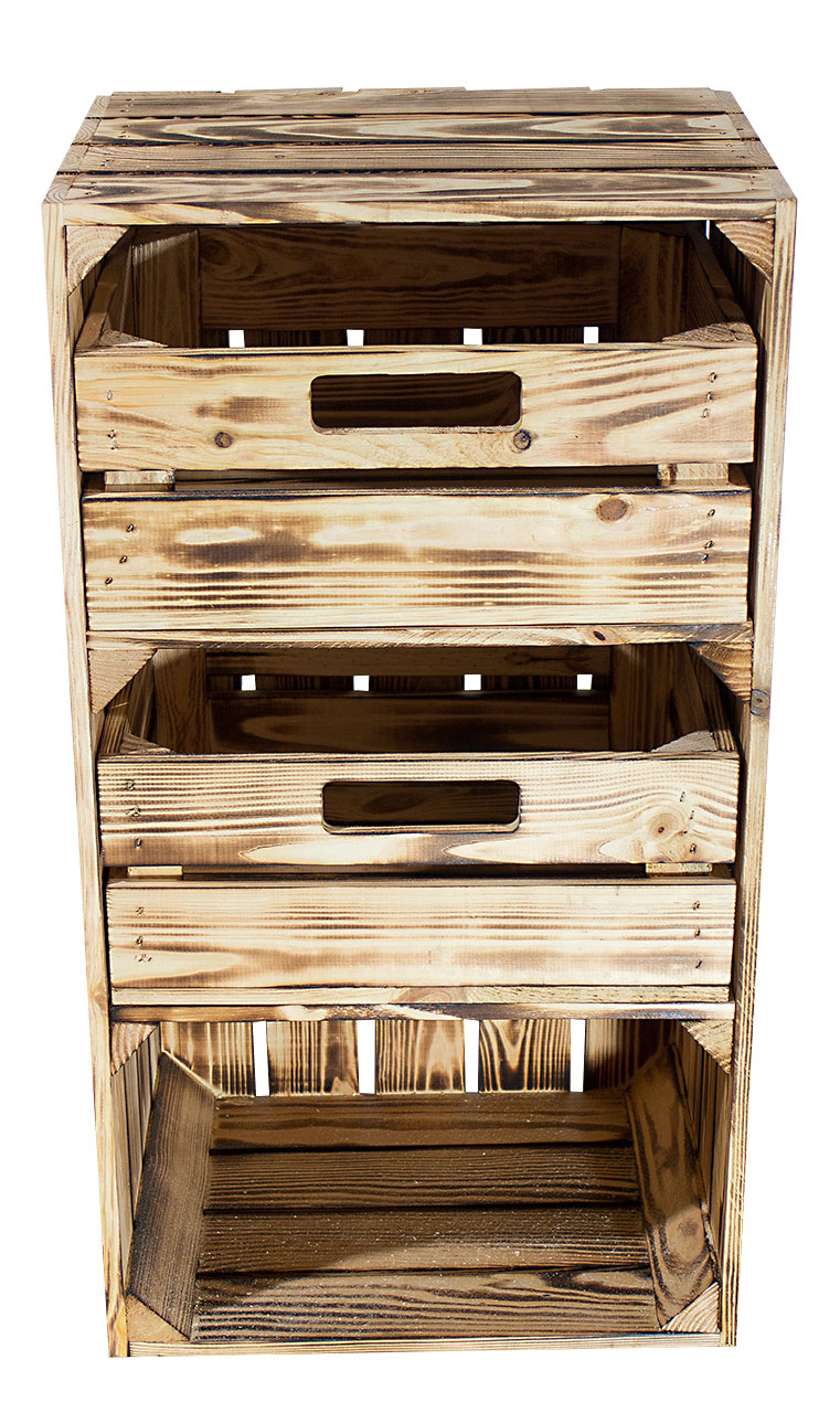 2x Geflammte schmale Regalkiste mit Schublade