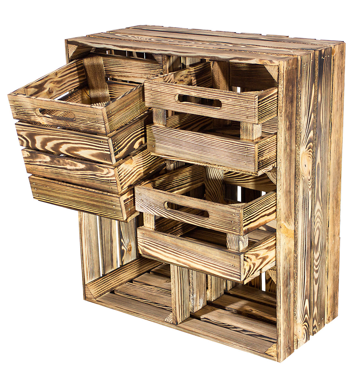 Geflammter Hochschrank + 3 Schubladen 77x68x33cm