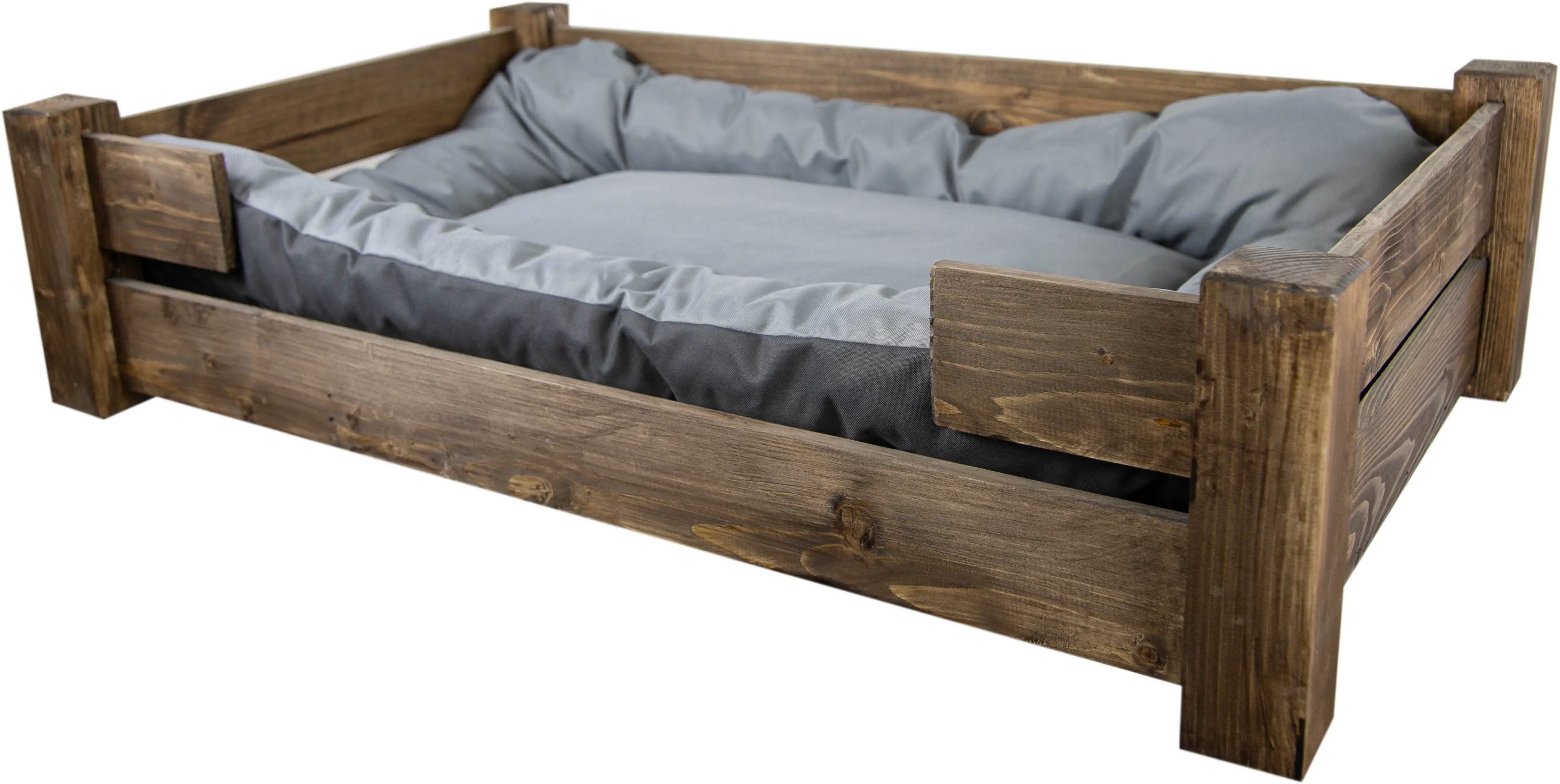 Hundebett Winston XXL Palisander mit Füßen mit Kissen grau 100x60x25cm