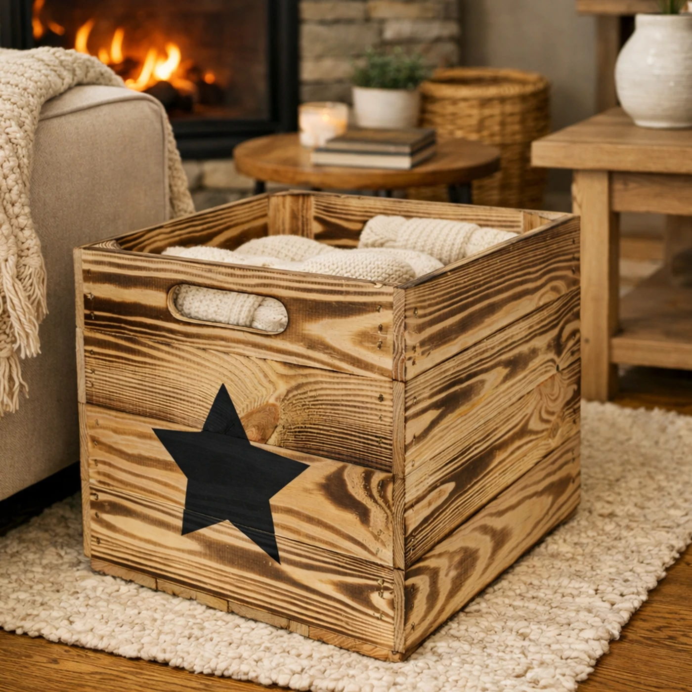 Aufbewahrungskiste Kallax geflammt Stern schwarz passend für Kallax und Expeditregale Regaleinsatz 