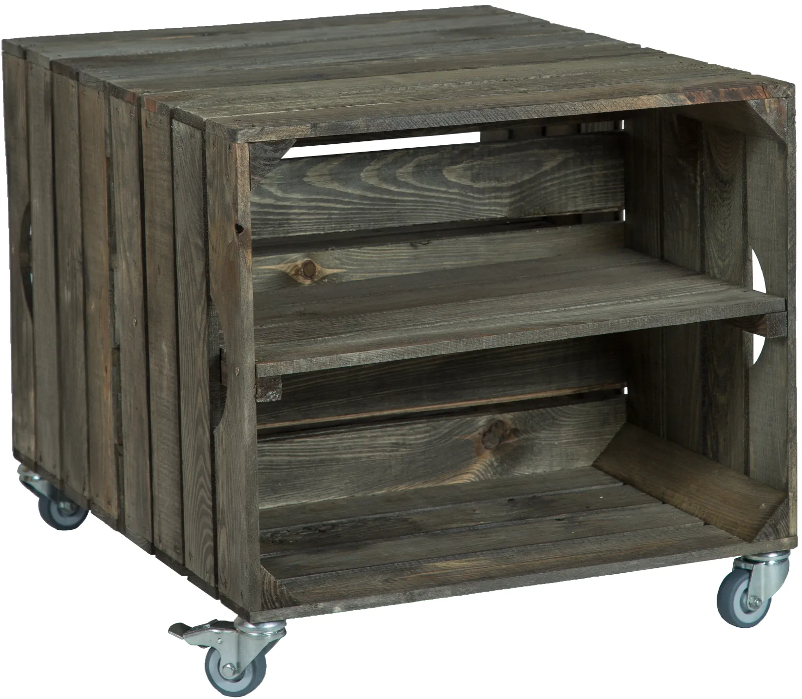 Obstkistentisch Wohnzimmertisch Johanna dunkel inkl. Rollen