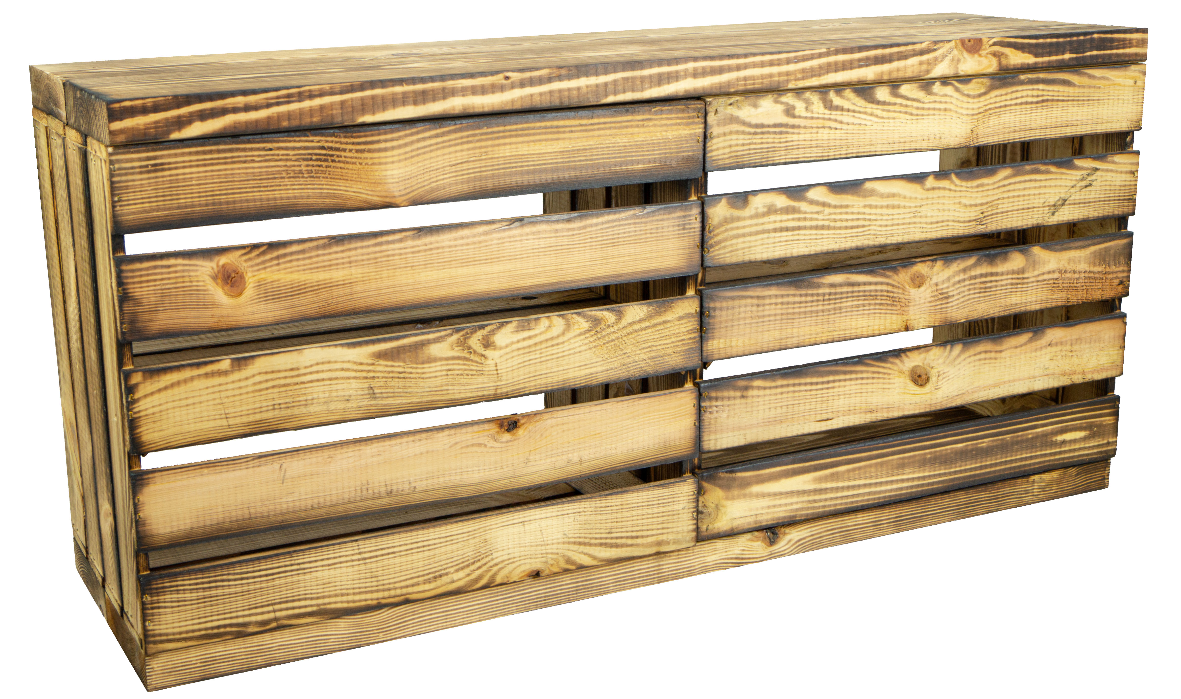 Sitzbank geflammt mit Sitzfläche aus dicken Holzplanken geflammt mit Mittelbrett geflammt Sitzbank geflammt mit Sitzfläche aus dicken Holzplanken geflammt mit Mittelbrett geflammt