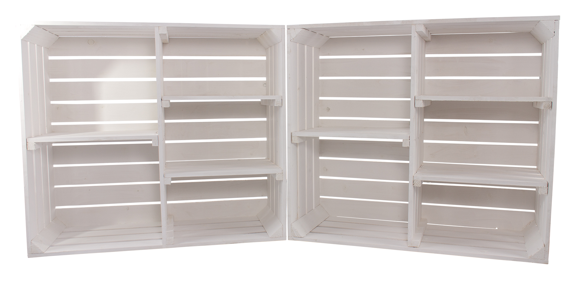 Weißer Holzschrank mit 3 Mittelbrettern und Trennbrett 77x68x33cm