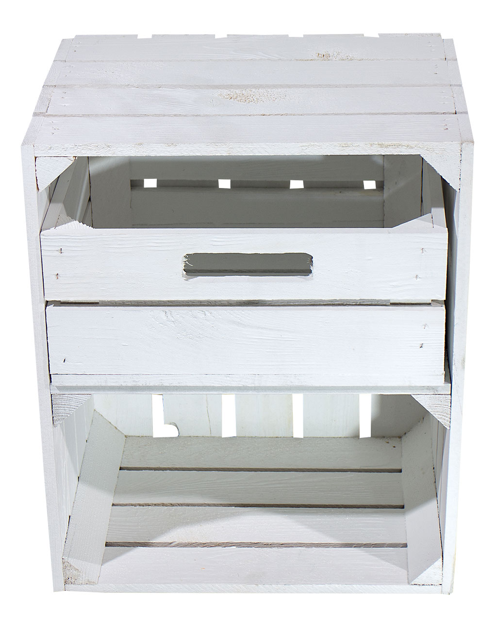 3 weiße Regalkisten -quer- mit Schublade 50x40x30cm