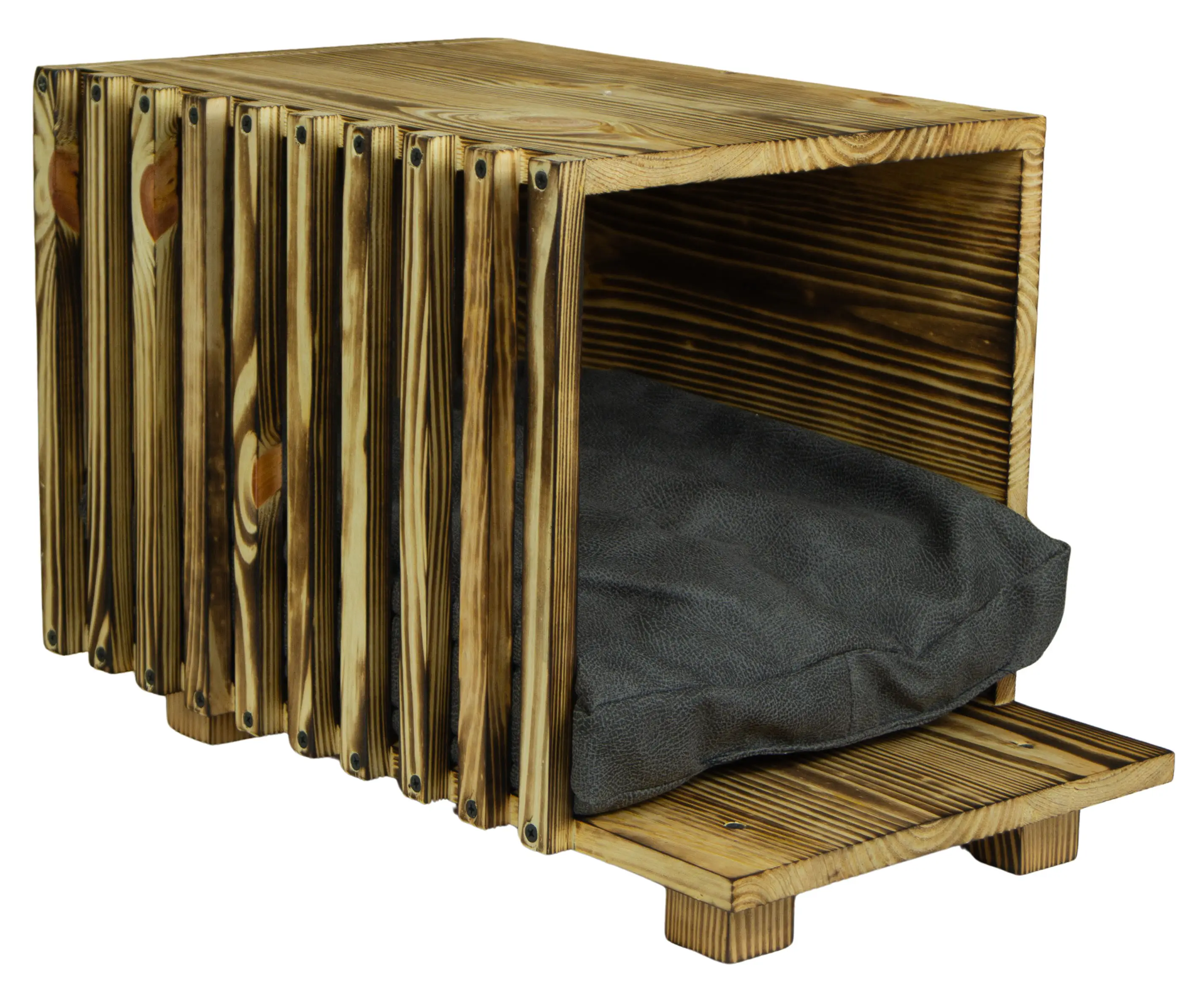 Katzenbett in geflammt mit Kissen Katzenhöhle 50x30x34cm