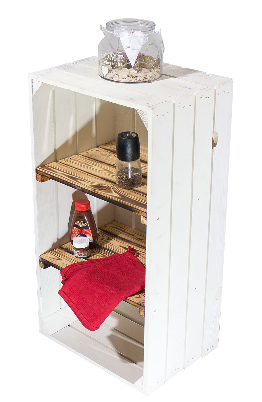 Weiß geflammte schmale Regalkiste 68x40x31cm Weiß geflammte schmale Regalkiste 75x40x31cm