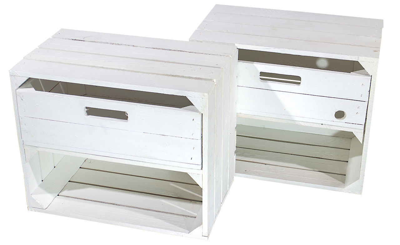 Weiße Kiste mit Schublade 50x40x30cm