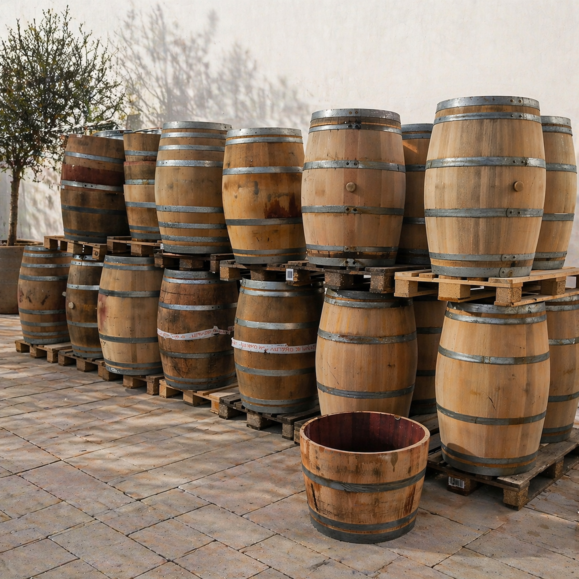 Gebrauchtes Weinfass 300L kaufen – Eichenfass für Garten, Deko & Möbelbau 