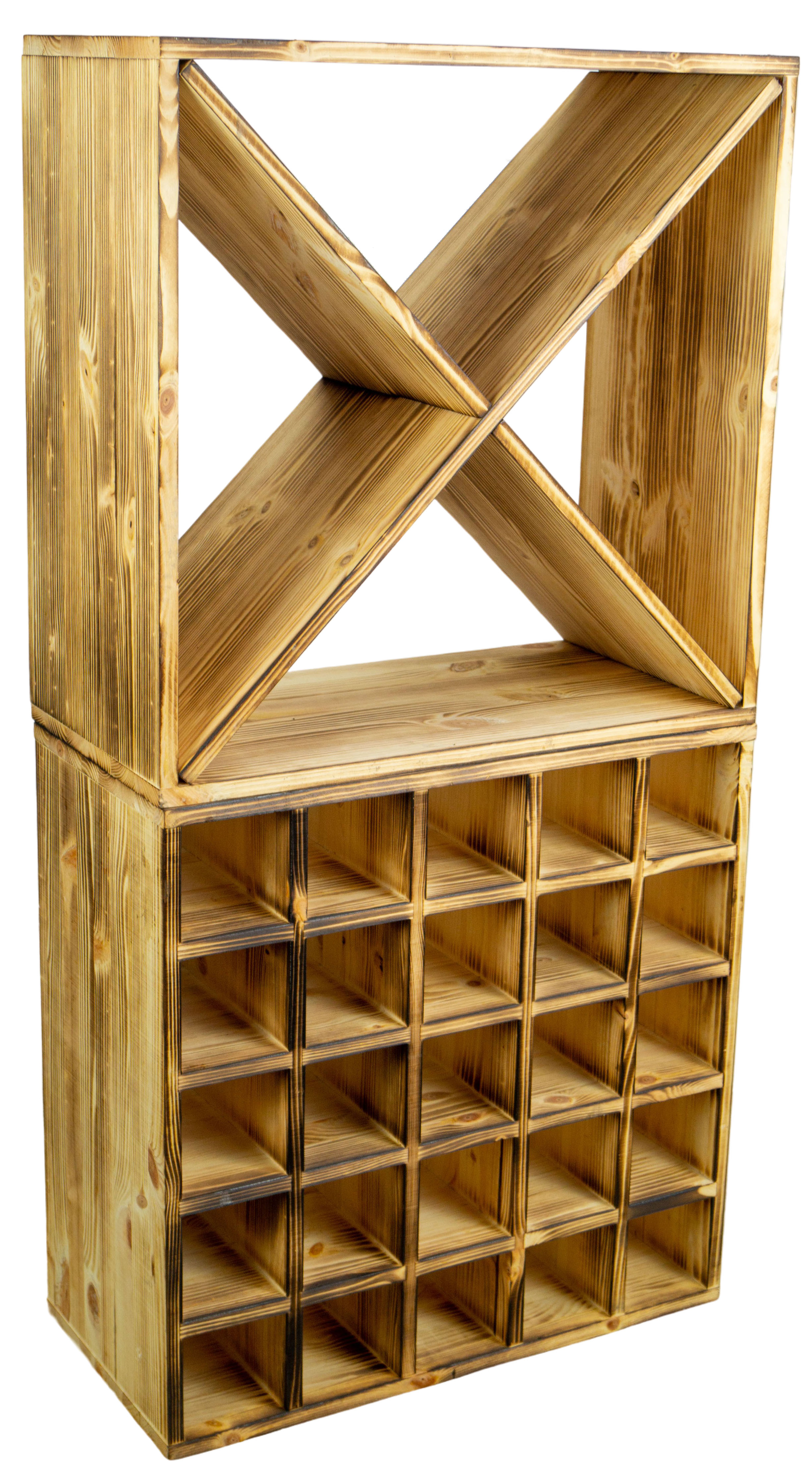 Großes Weinregal geflammt 52 x 52 "25er" grosses Weinregal geflammt 52 x 52 "X"