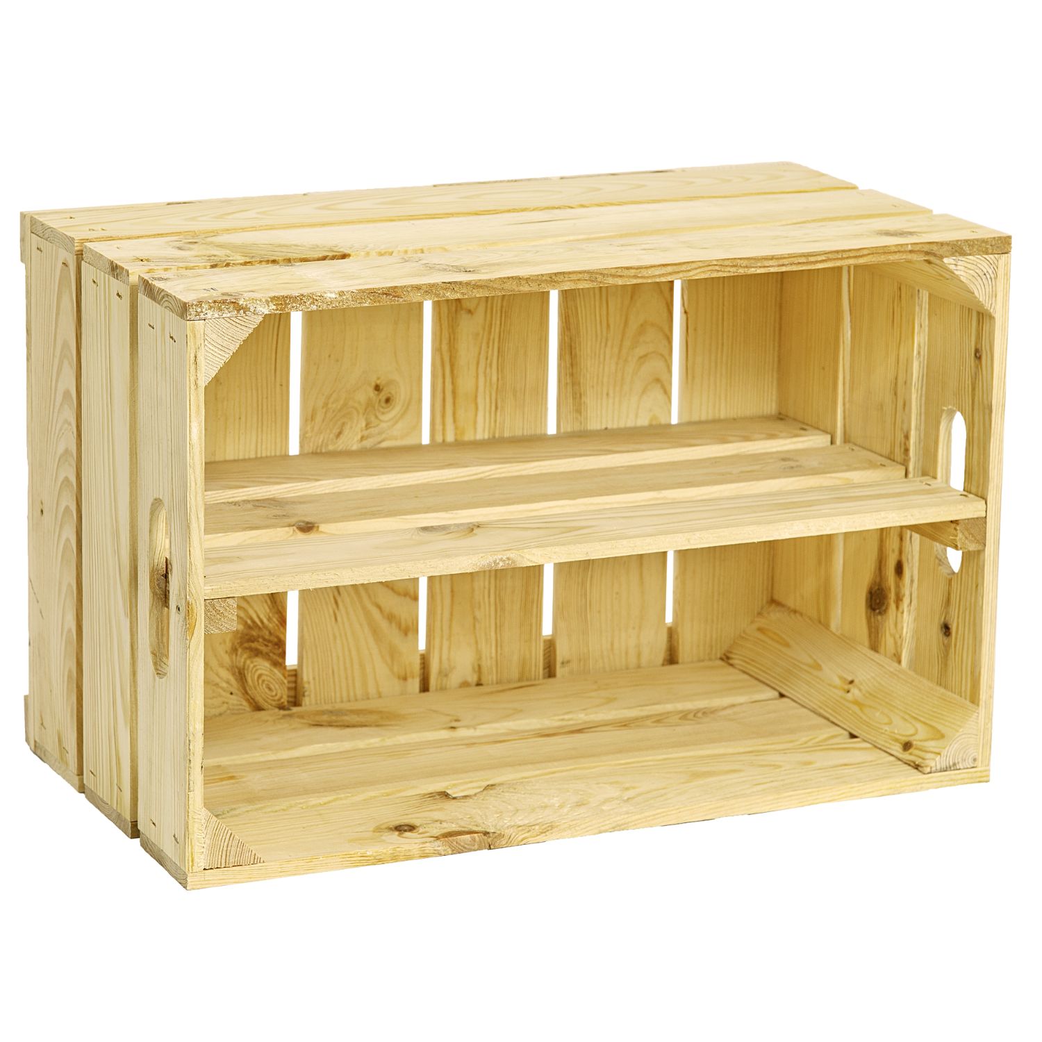 Obstkistenregal "Elfriede" Natur mit Mittelbrett