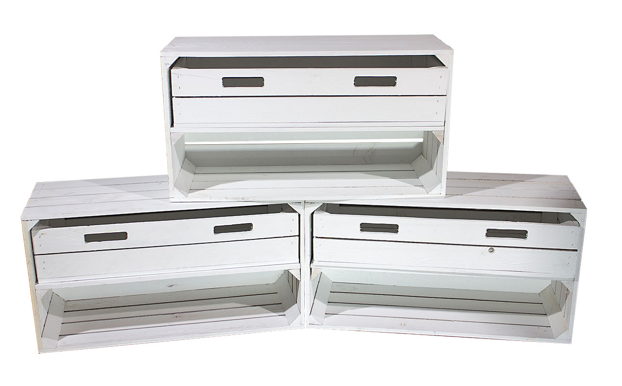 Breite weiße Kiste mit Schublade 68x40,5x31cm