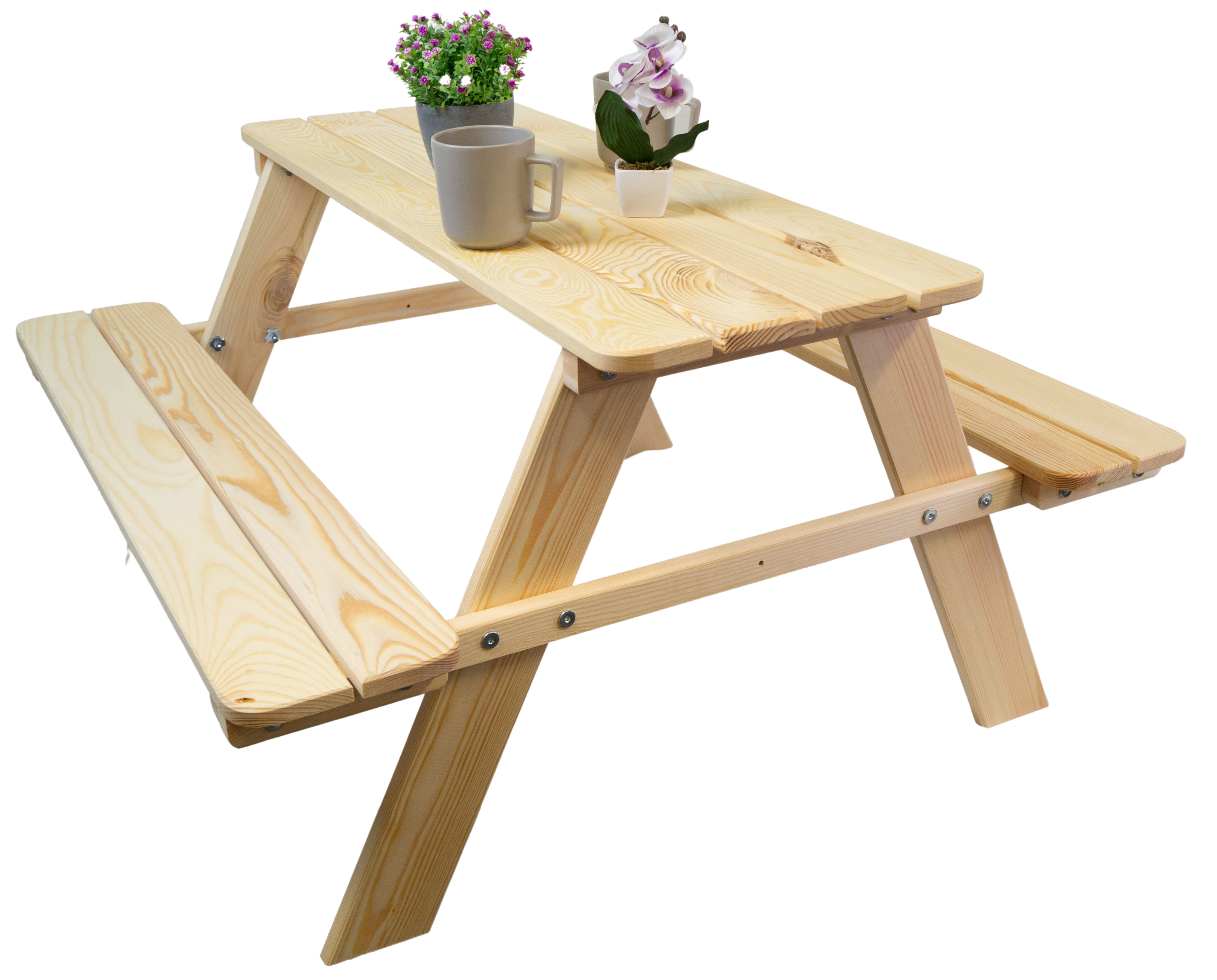 Sitzbank für Kinder 90x90x48cm in natur Gartenbank Garnitur mit runden Ecken Sitzbank für Kinder 90x90x48cm in natur Gartenbank Garnitur mit runden Ecken