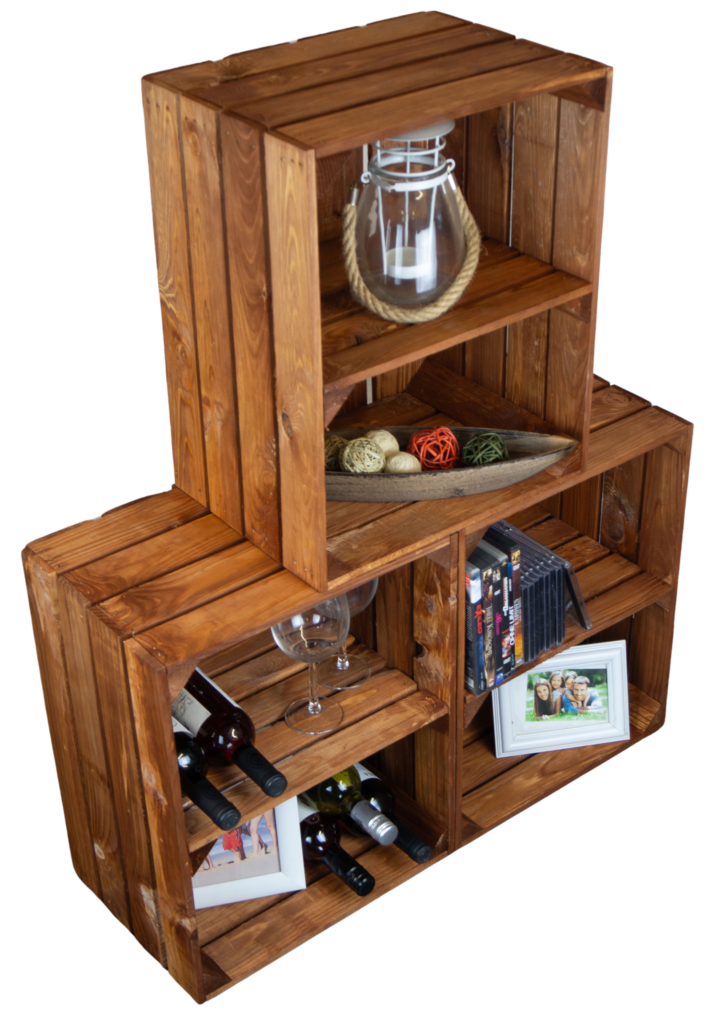 Obstkiste Ocker Quer als Schuh- und Bücherregal 50x40x30cm