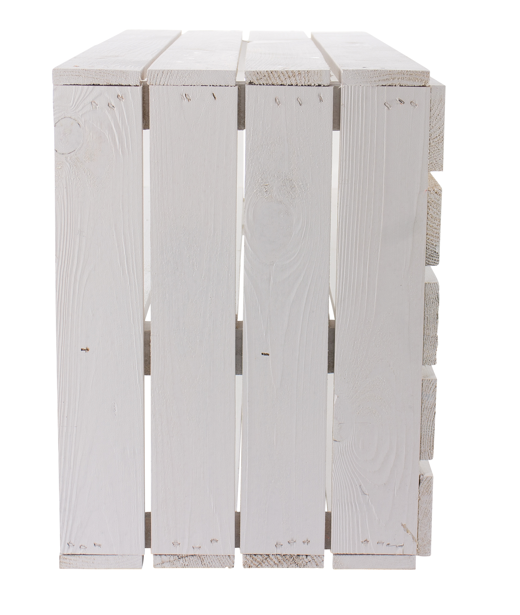 Breite weiße Holzkiste mit Mittelbrett 68x40,5x31cm