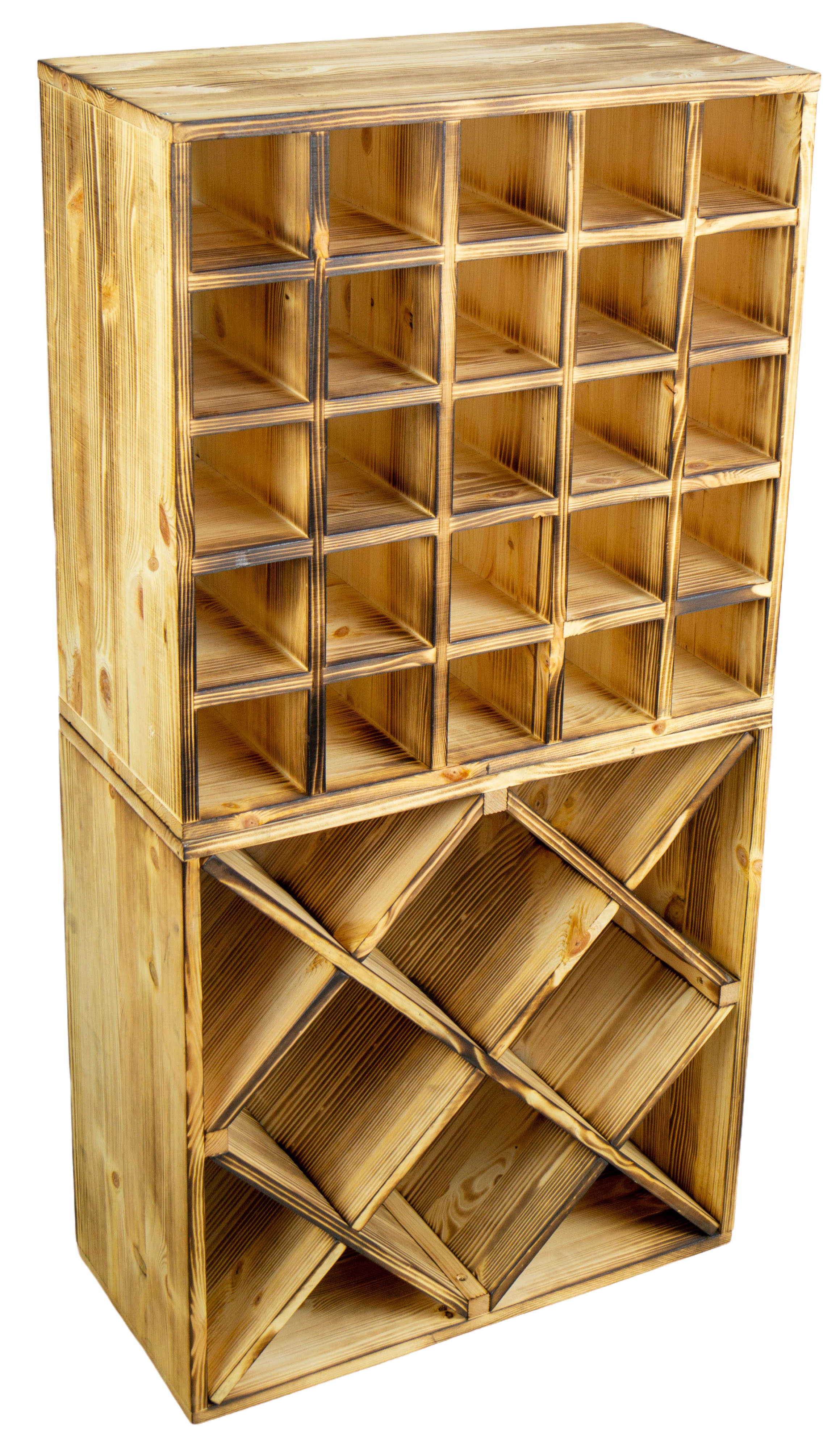 Großes Weinregal geflammt 52 x 52 "25er" Großes Weinregal geflammt 52 x 52 "Raute"