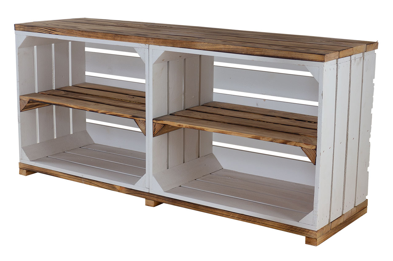 TV-Schrank aus Regalkisten auf Holzfüßen 100x30x50cm TV-Schrank aus Regalkisten auf Holzfüßen 100x30x50cm