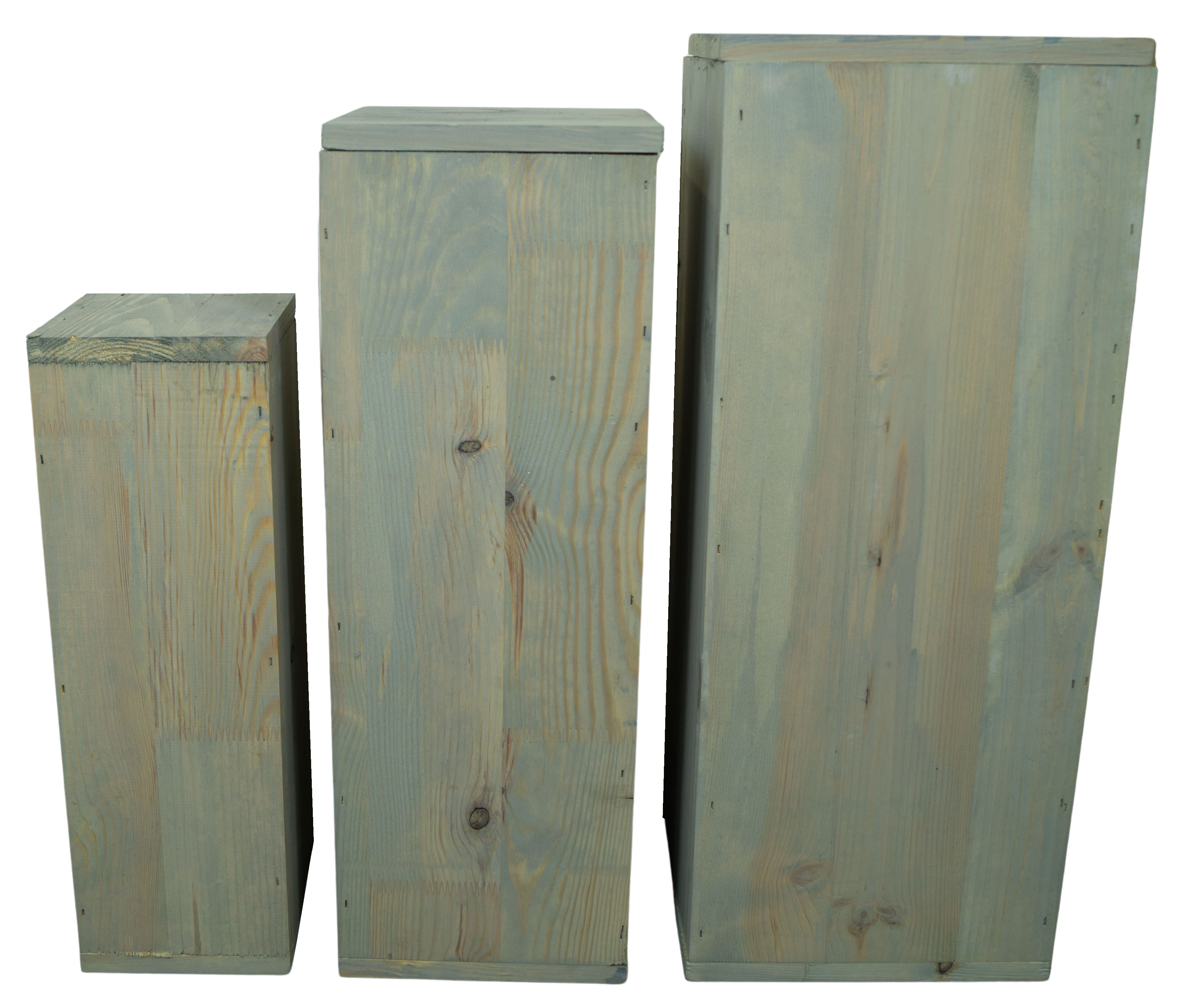 3er Set Dekosäulen viereckig in shabby natur 24x24x60cm 3er Set Dekosäulen viereckig in shabby natur 24x24x60cm