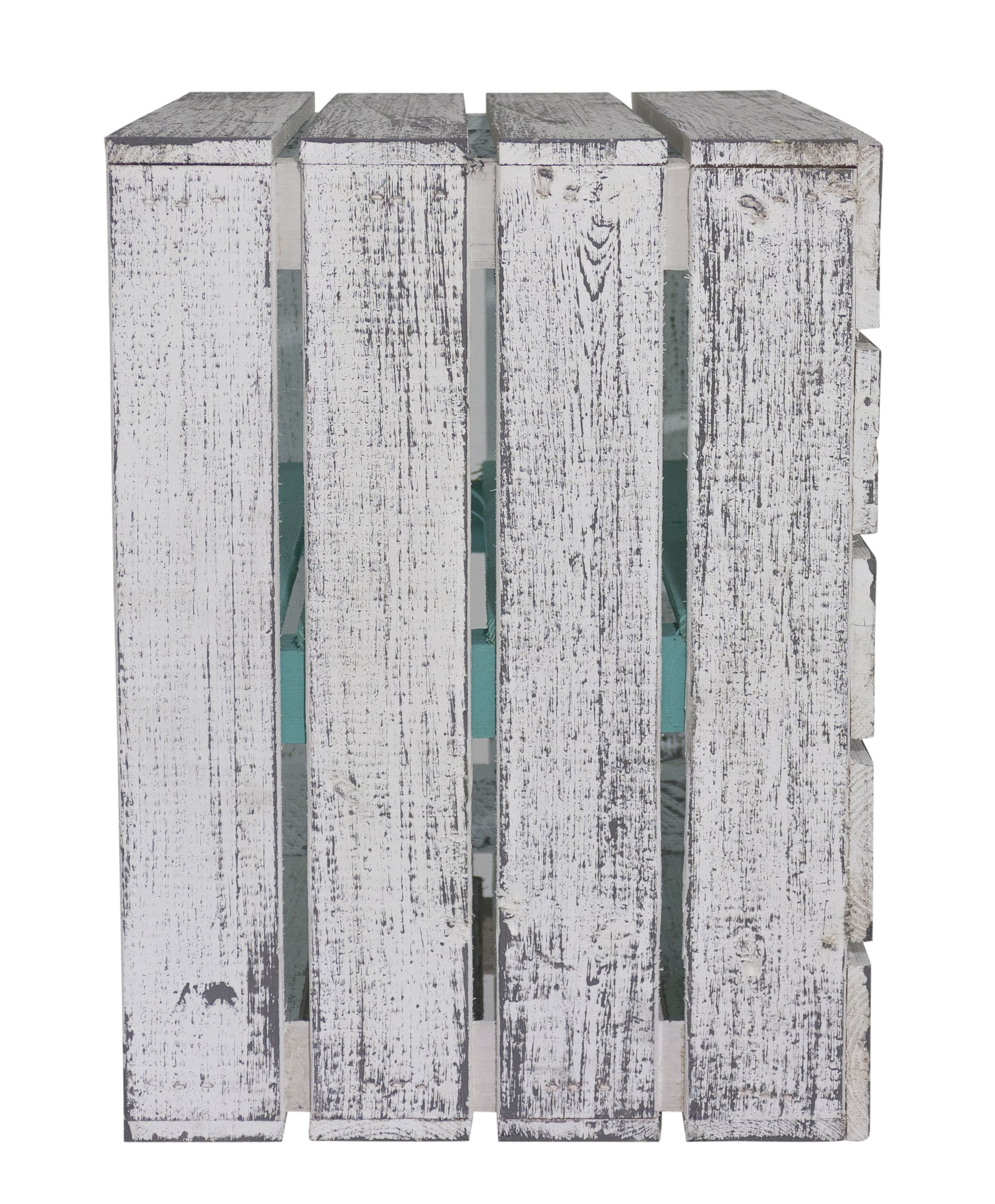 Shabby graue Obstkiste mit türkisem Mittelbrett 50 x 40 x 30cm Shabby graue Obstkiste mit türkisem Mittelbrett 50 x 40 x 30cm