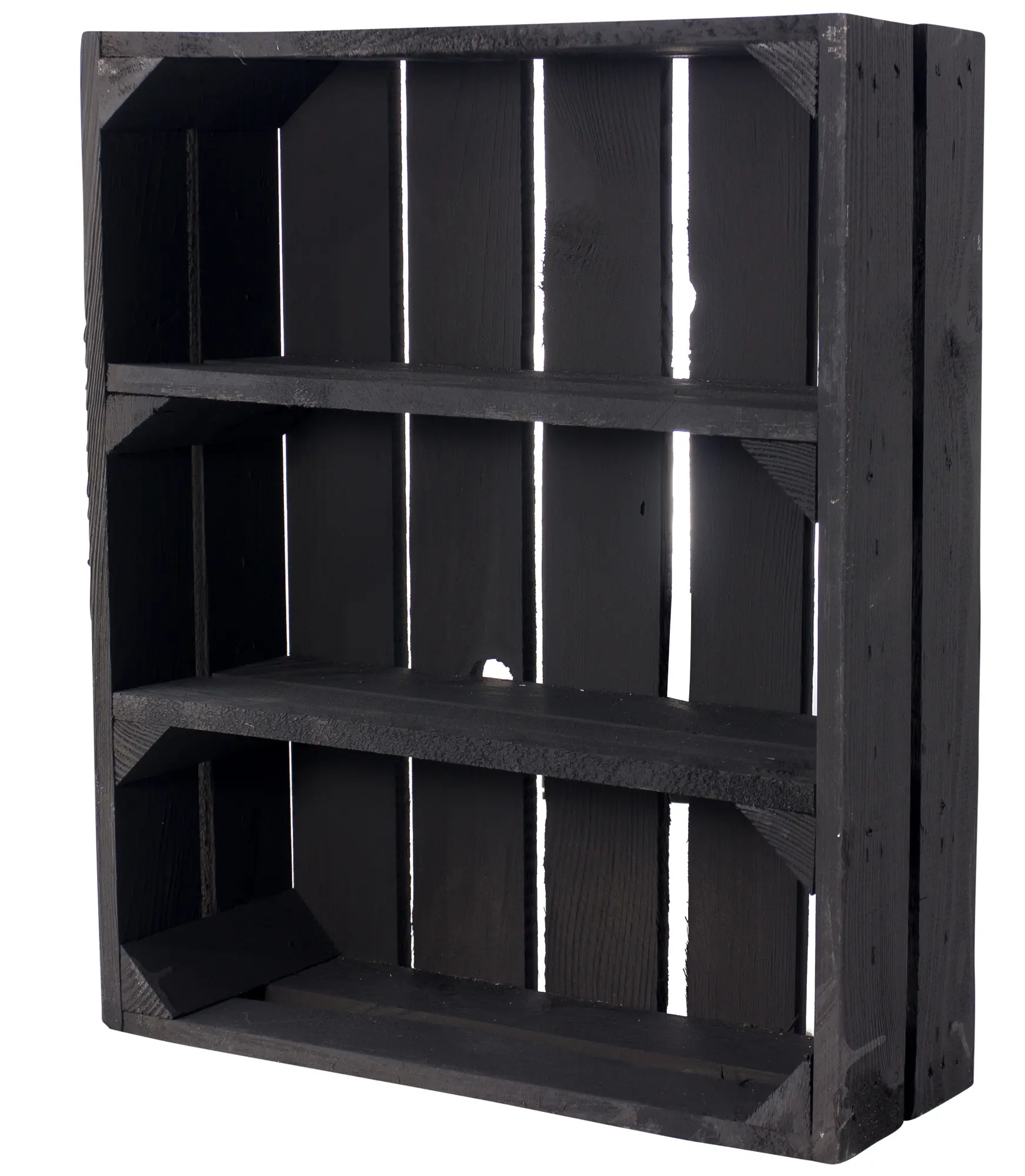 Schwarze flache Regalkiste mit 3 Fächern 50x40,5x16cm Schwarze flache Regalkiste mit 3 Fächern 50x40,5x16cm