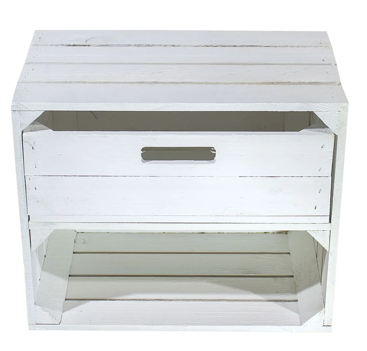 Weiße Kiste mit Schublade 50x40x30cm