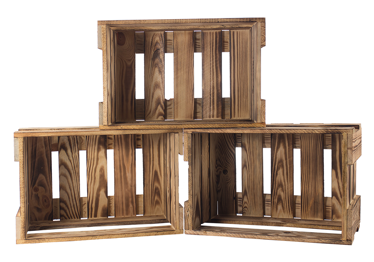 Geflammte neue Weinkiste 46x30,5x24cm 9x Geflammte Weinkiste 46x30,5x24cm