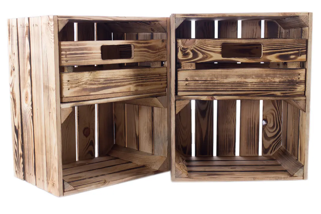 Geflammte Regalkiste -quer- mit Schublade 50x40x30cm Geflammte Regalkiste -quer- mit Schublade 50x40x30cm