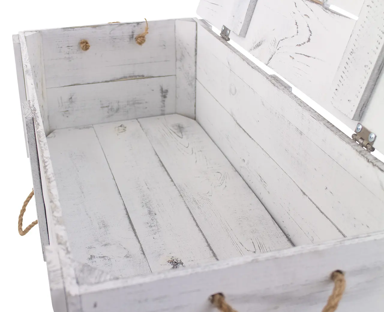 XXL Holztruhe Shabby mit 2 Schubladen und Kordel 85 x 39 x 40 cm